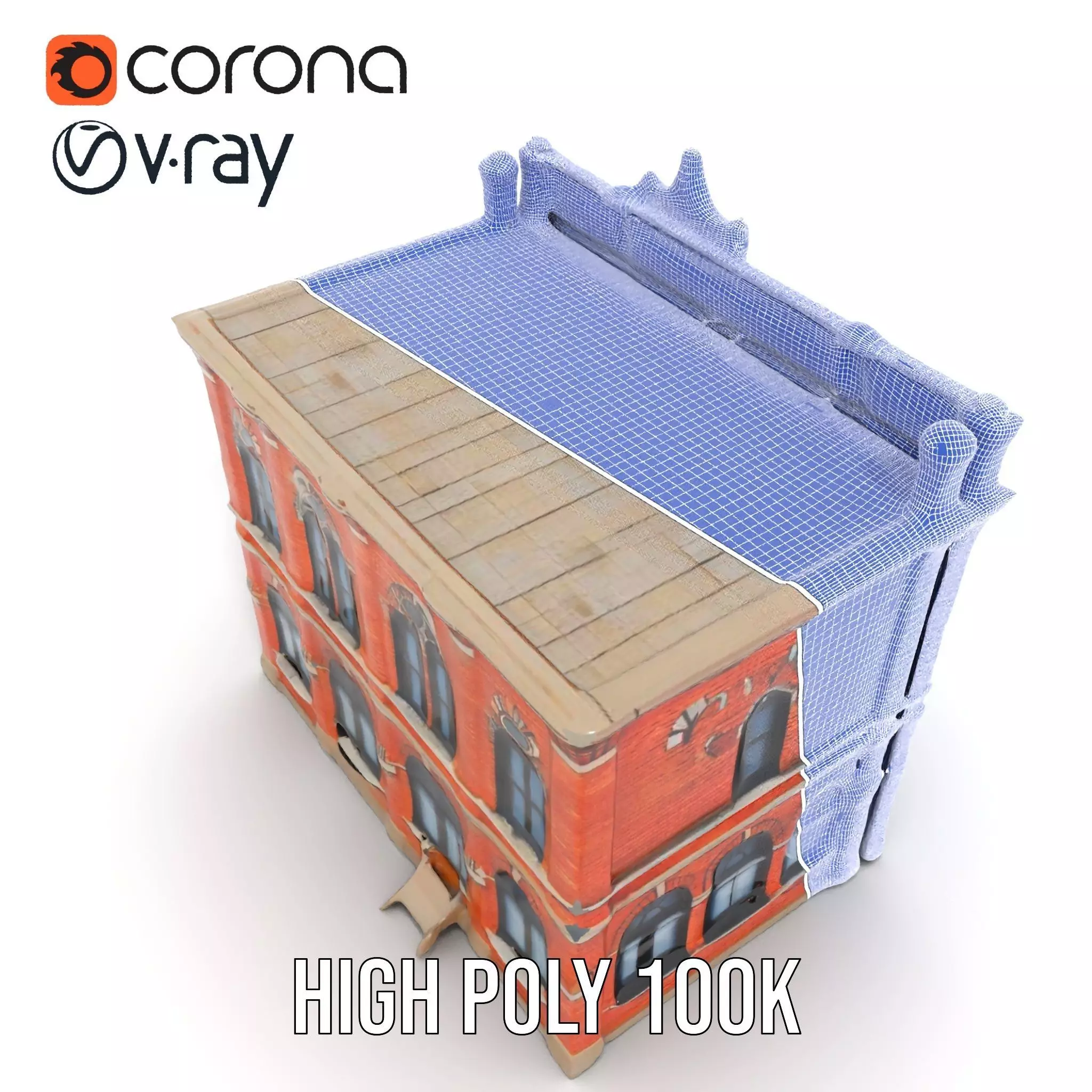 Victorian Brick Building model pack Low-poly 3D model_32
