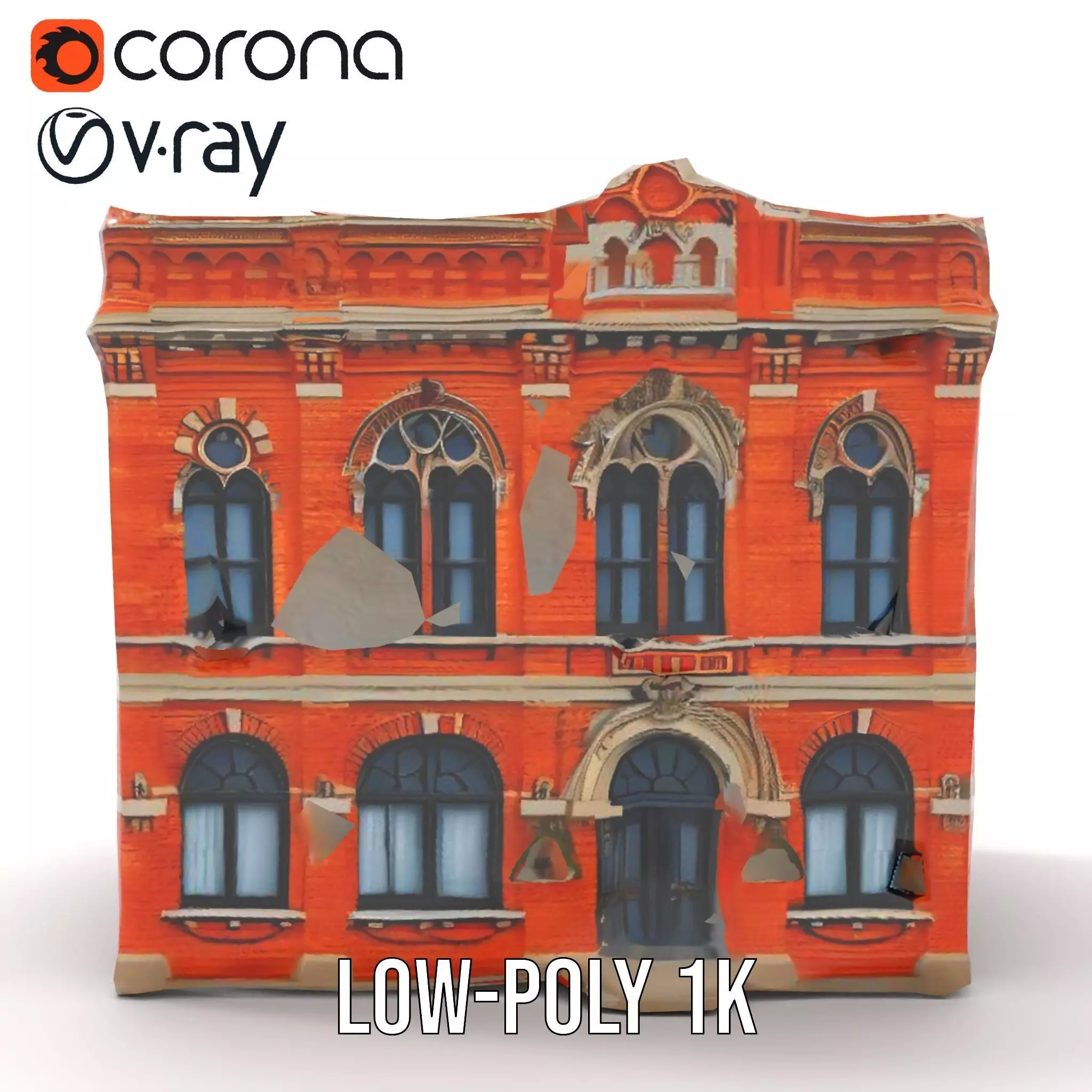Victorian Brick Building model pack Low-poly 3D model_30