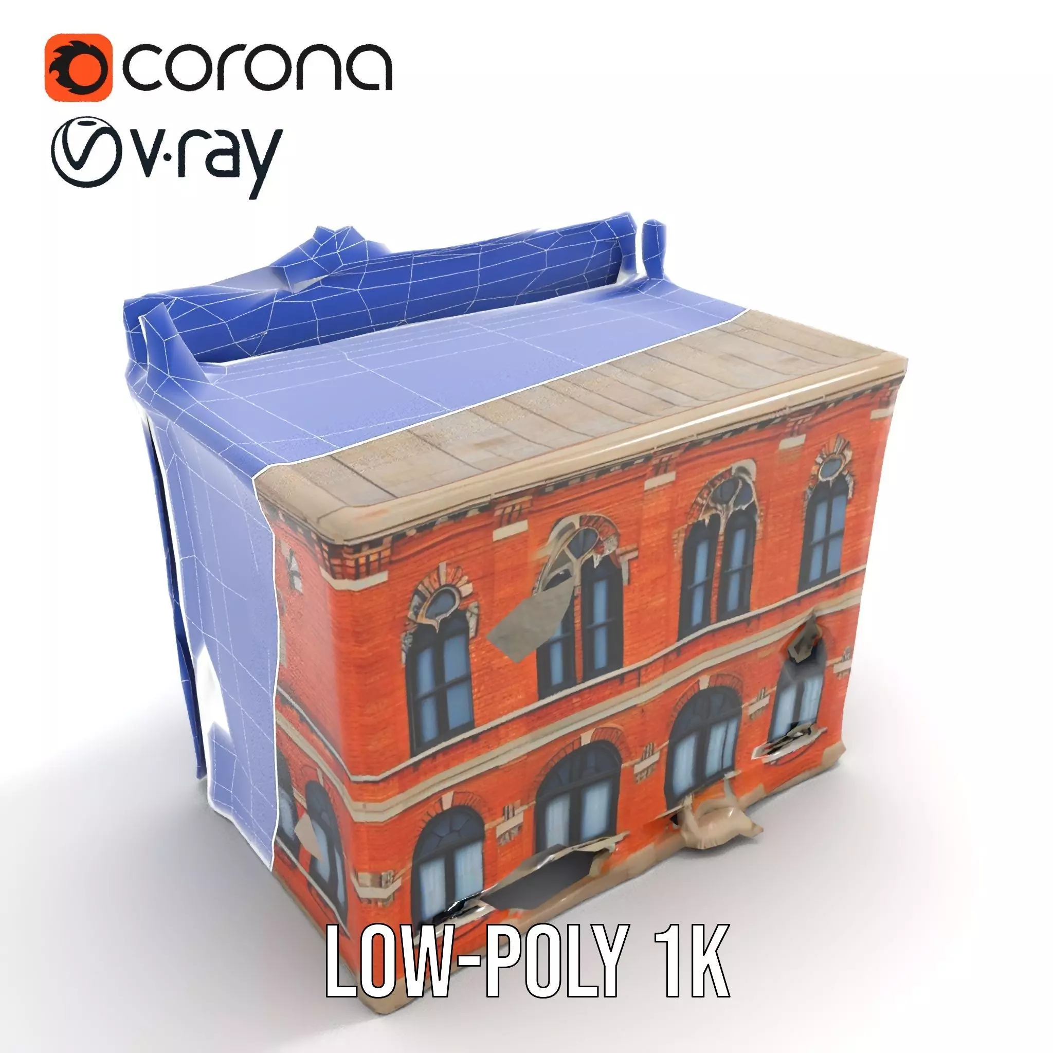 Victorian Brick Building model pack Low-poly 3D model_12