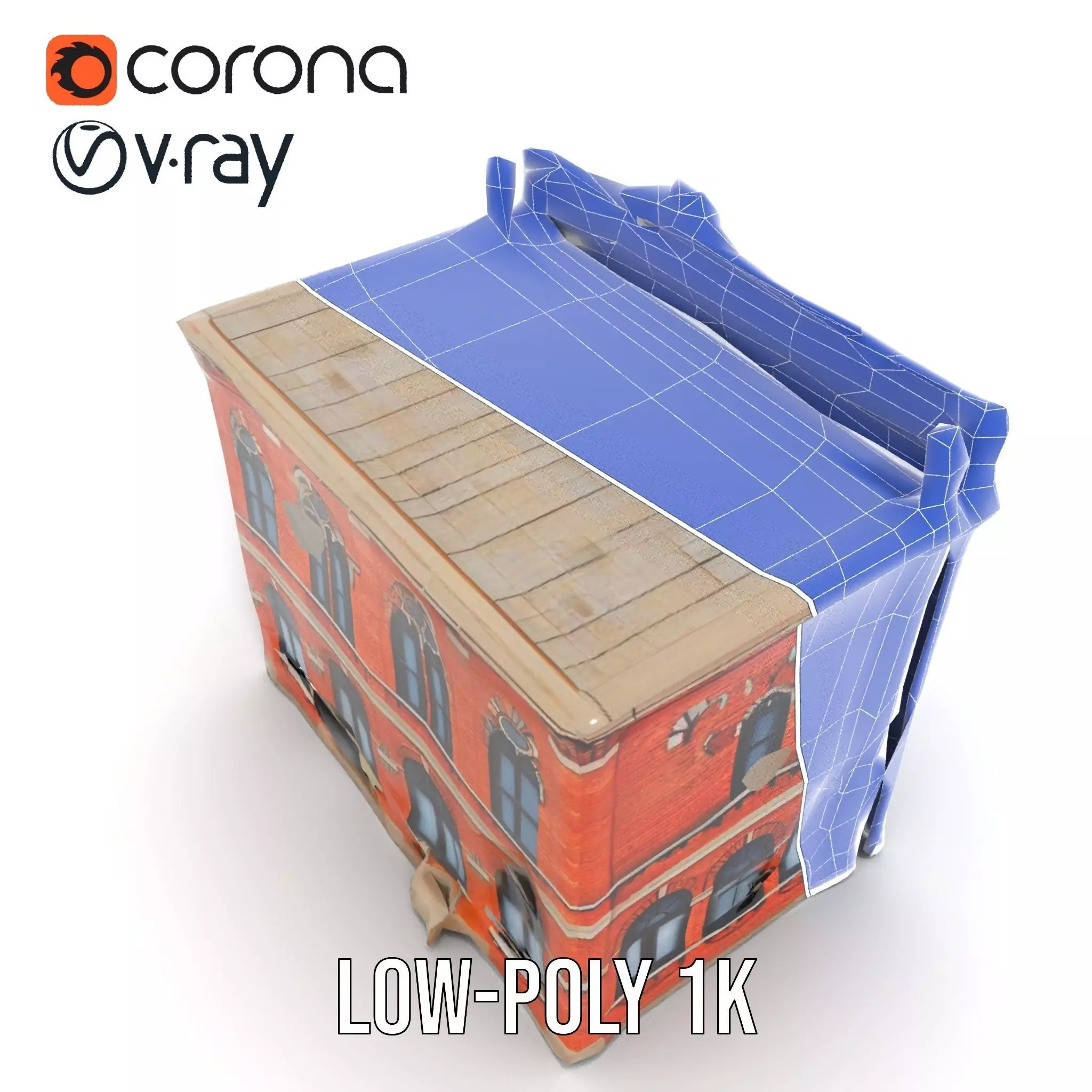 Victorian Brick Building model pack Low-poly 3D model_22