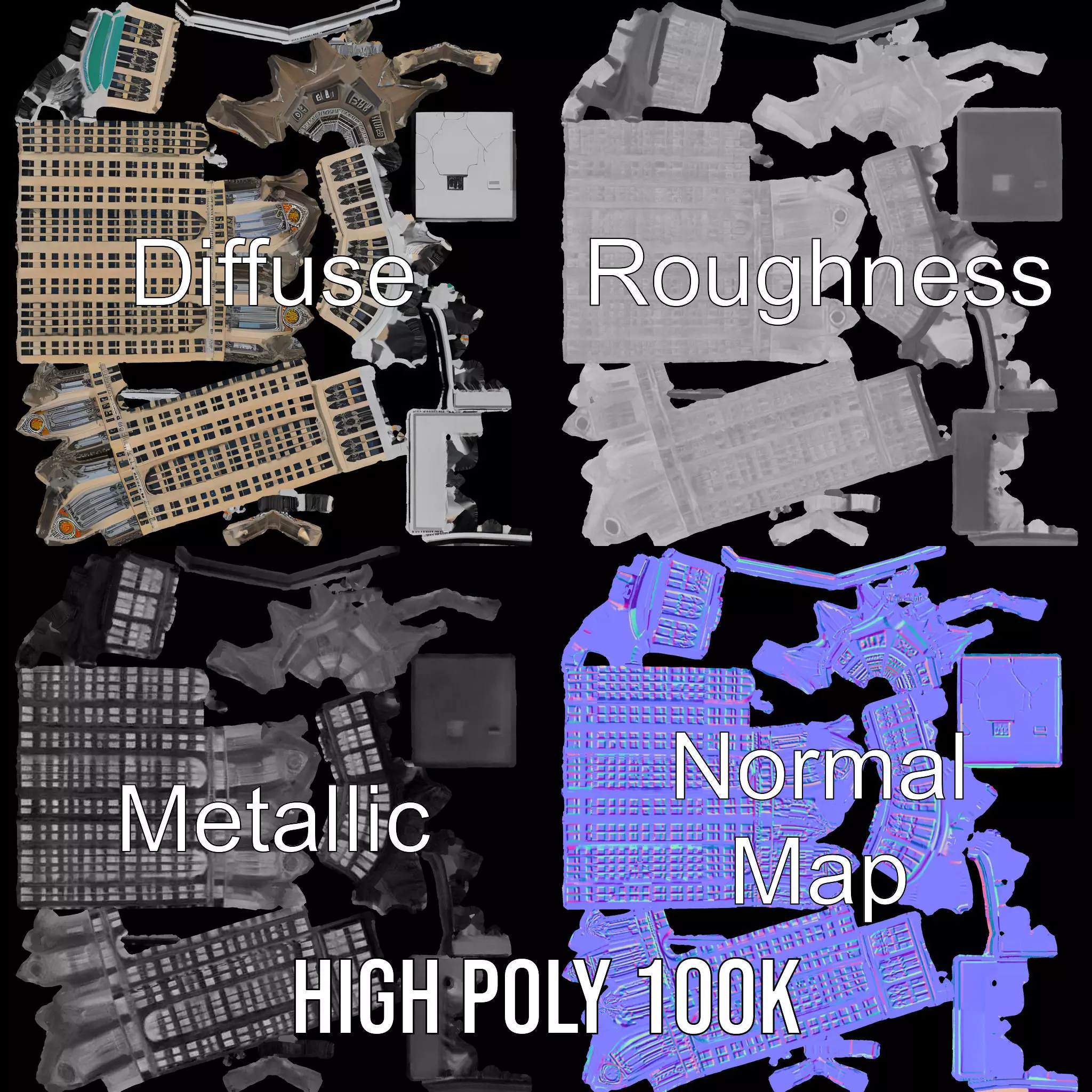Art Deco Skyscraper model pack Low-poly 3D model_3