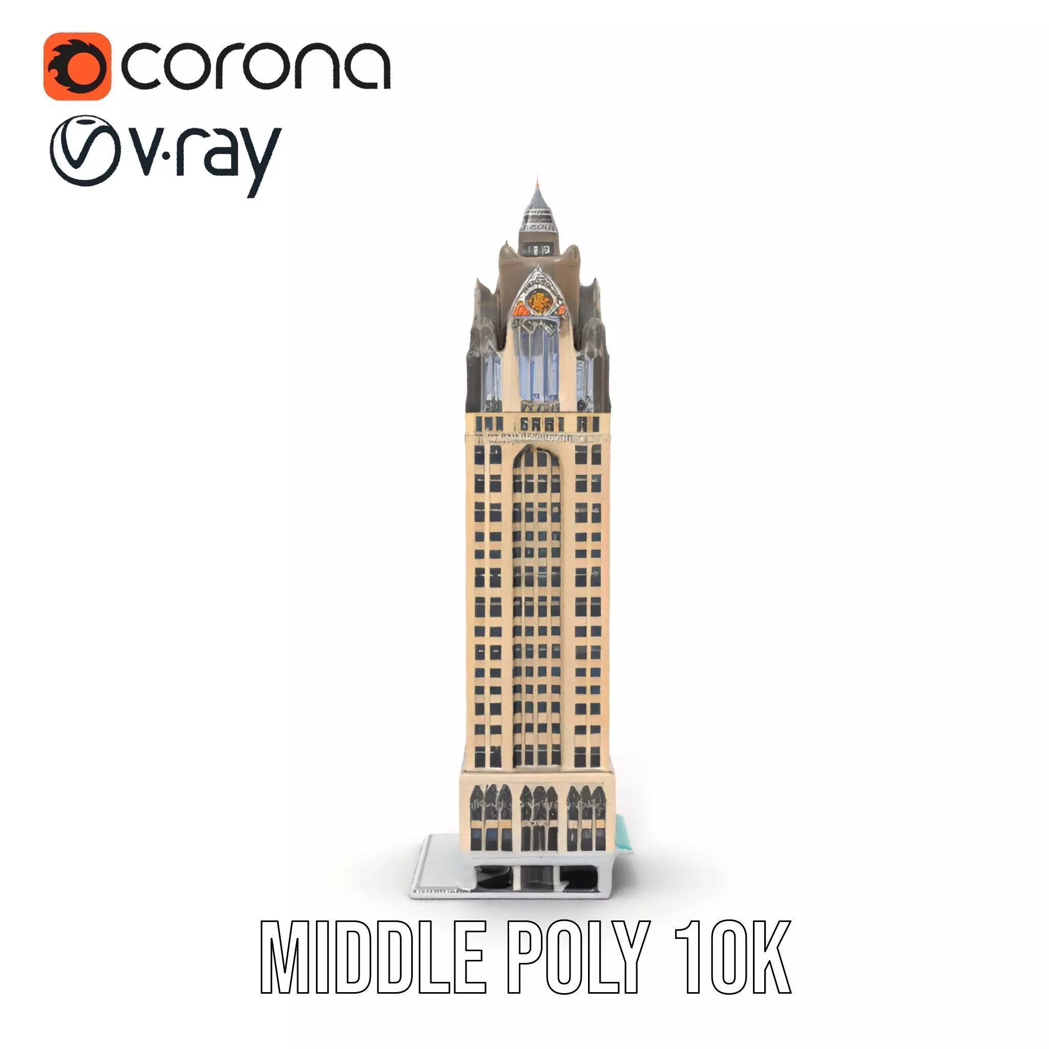 Art Deco Skyscraper model pack Low-poly 3D model_5