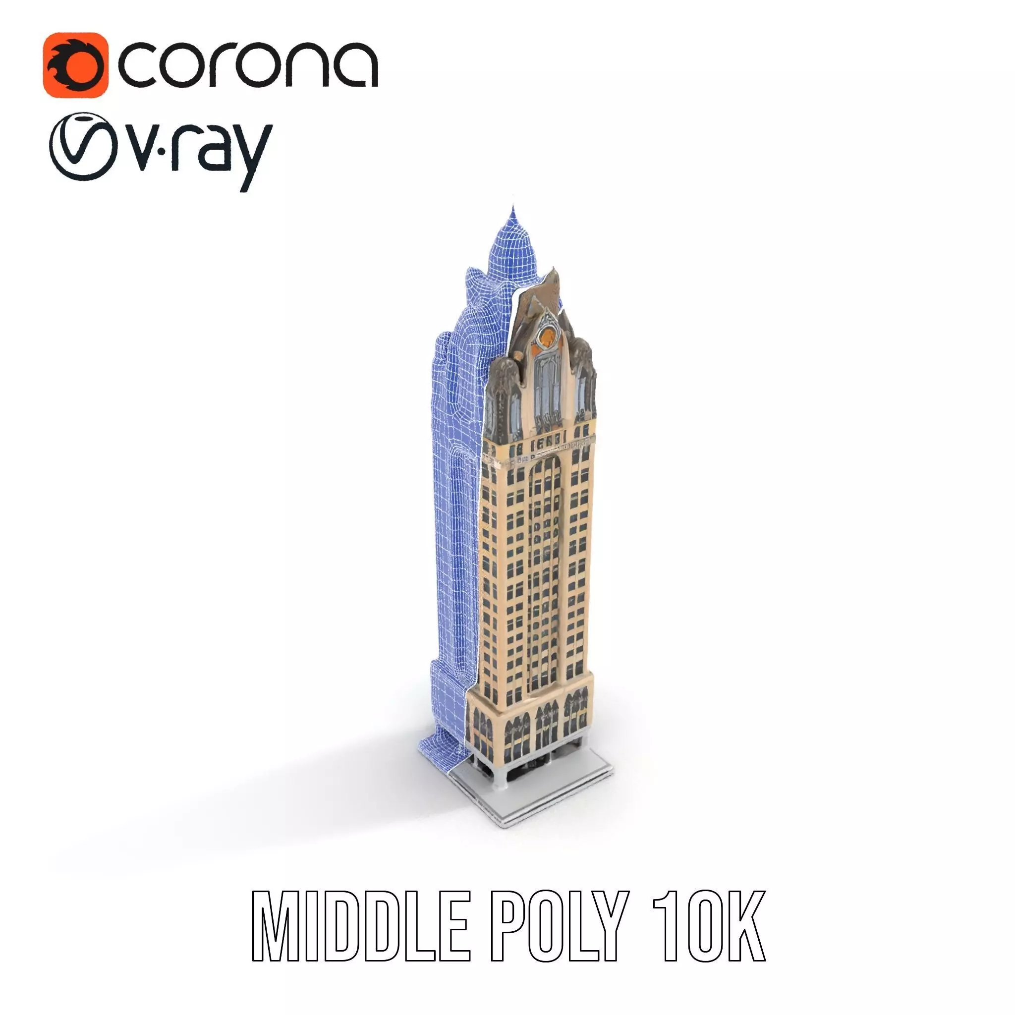 Art Deco Skyscraper model pack Low-poly 3D model_6