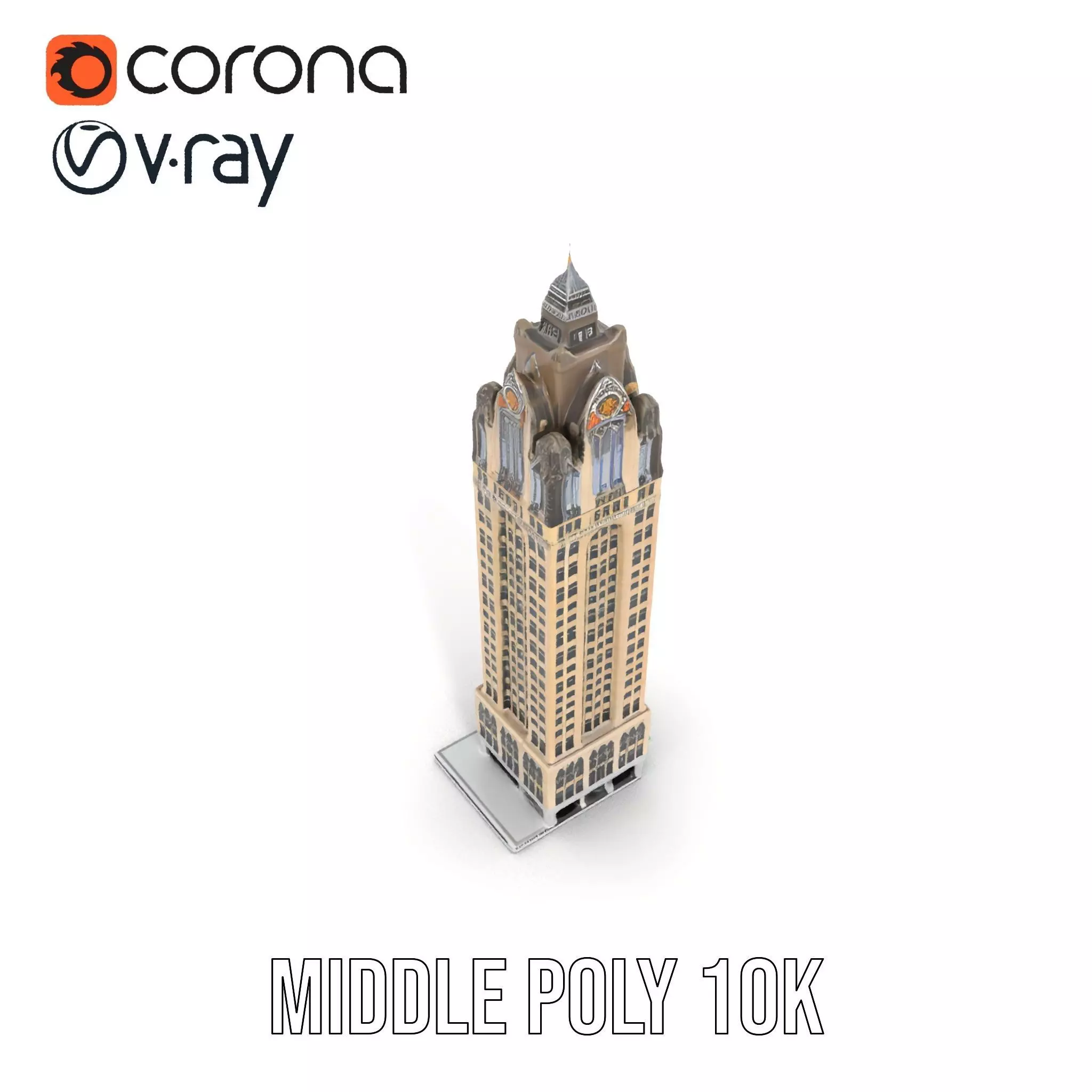 Art Deco Skyscraper model pack Low-poly 3D model_9