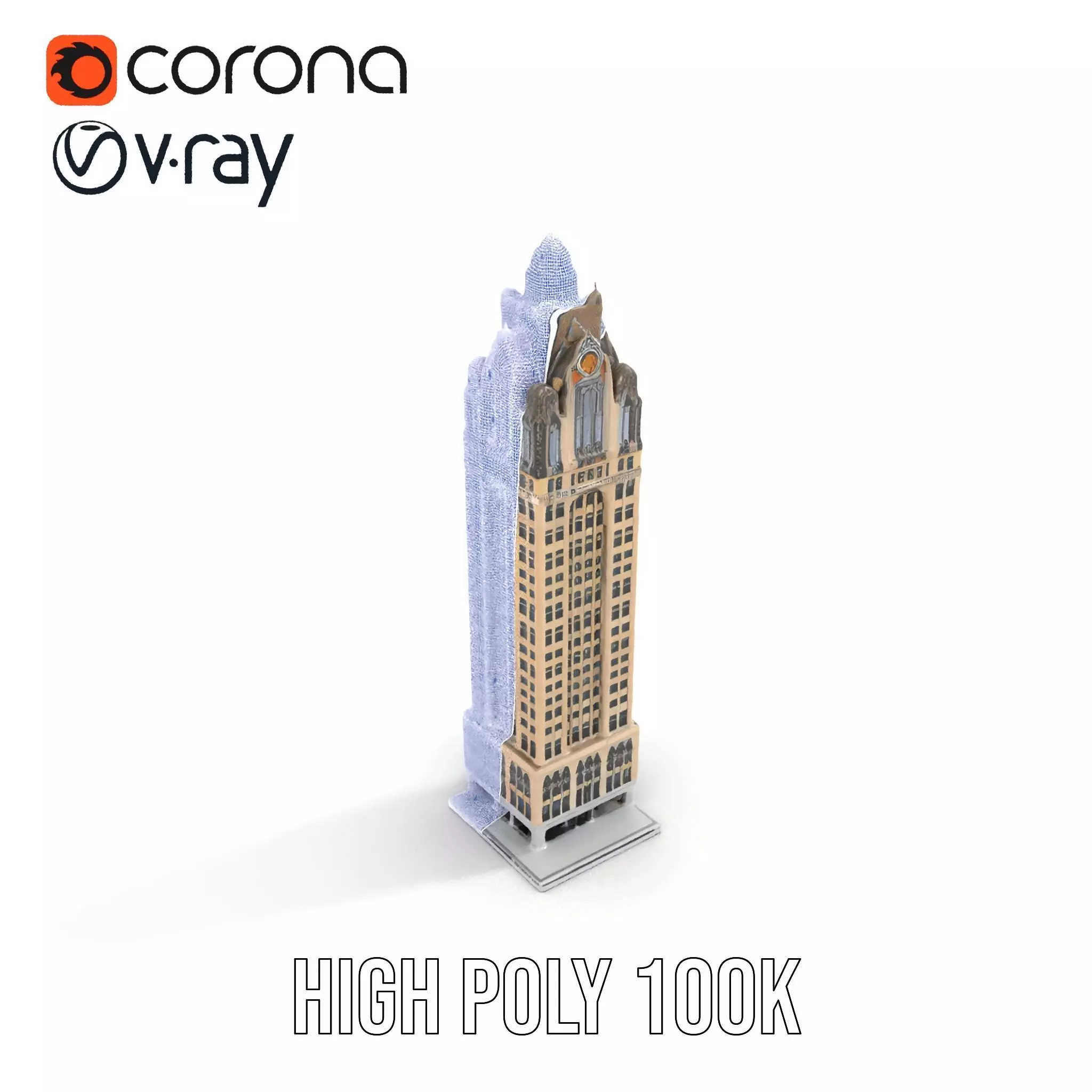 Art Deco Skyscraper model pack Low-poly 3D model_25