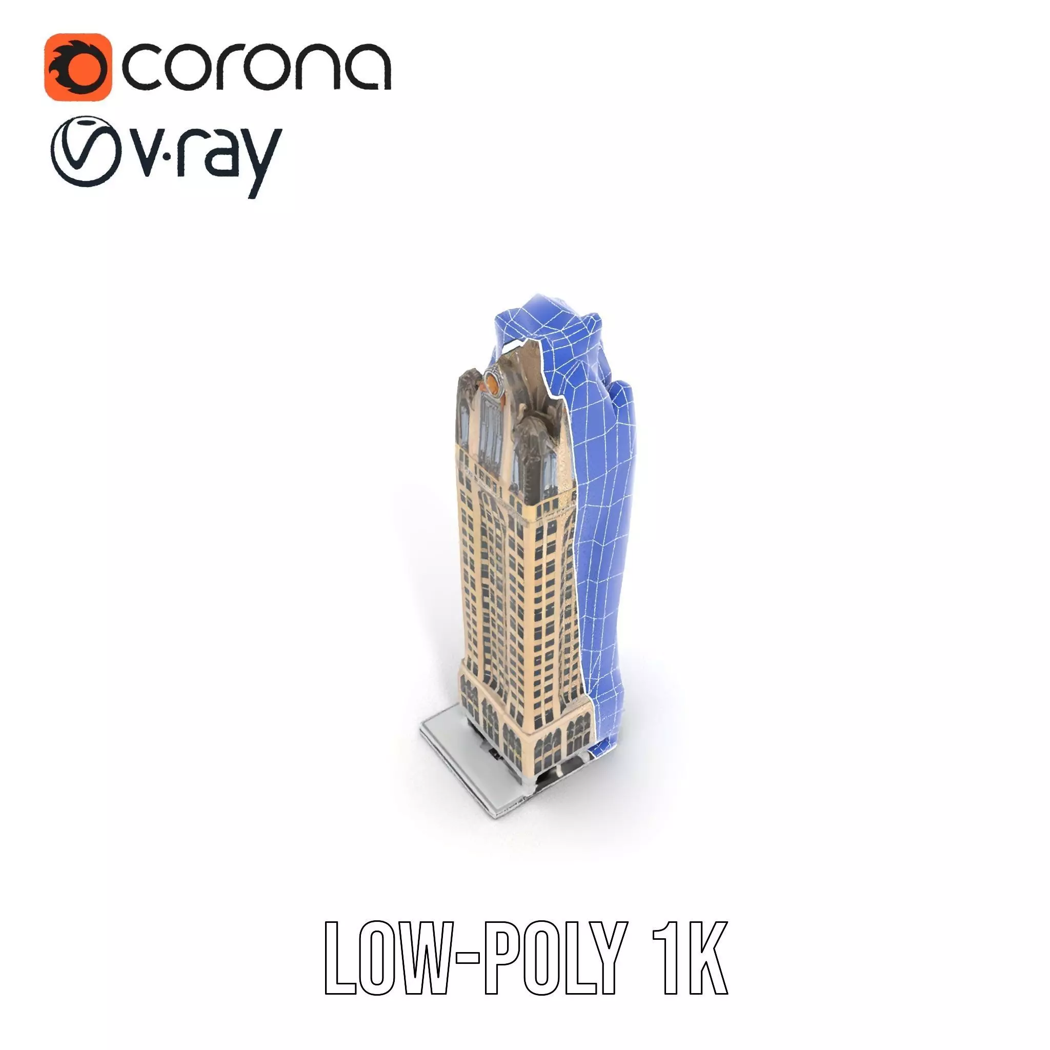 Art Deco Skyscraper model pack Low-poly 3D model_16