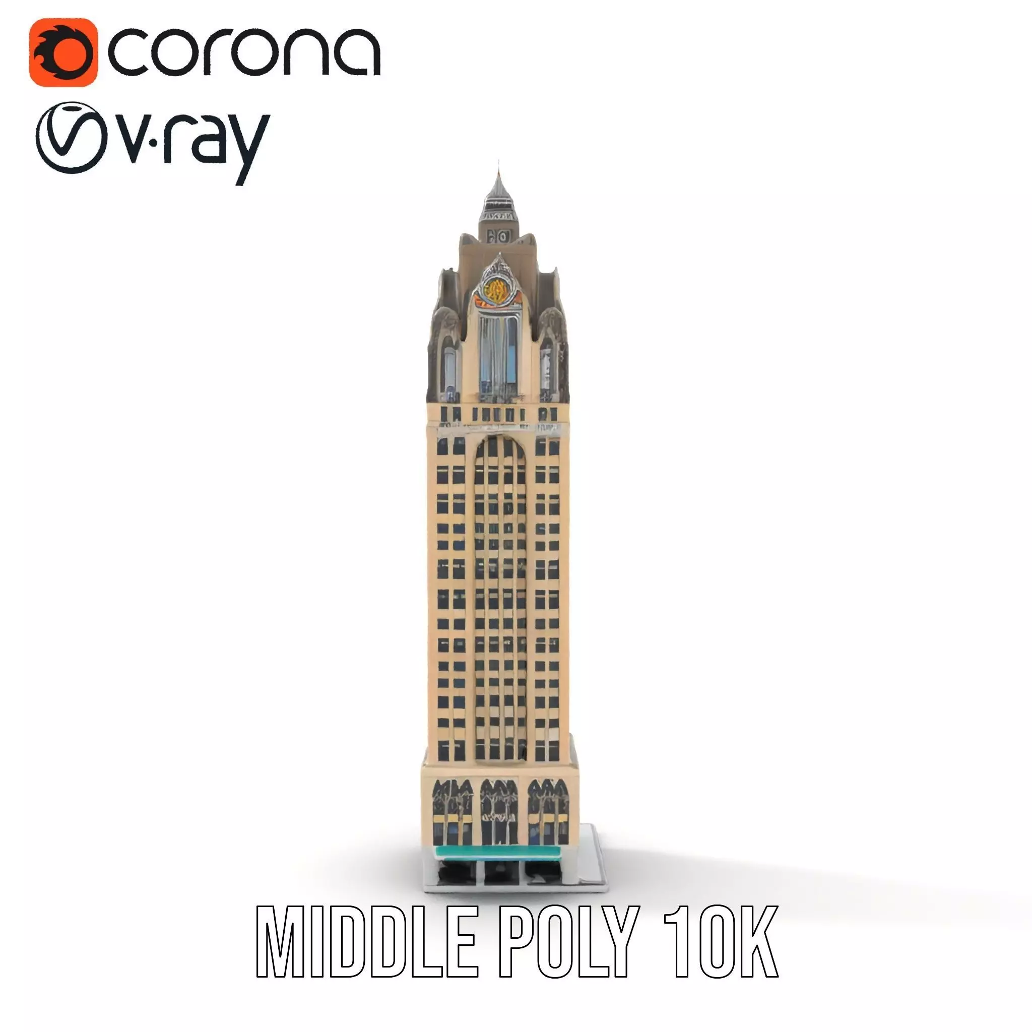Art Deco Skyscraper model pack Low-poly 3D model_12