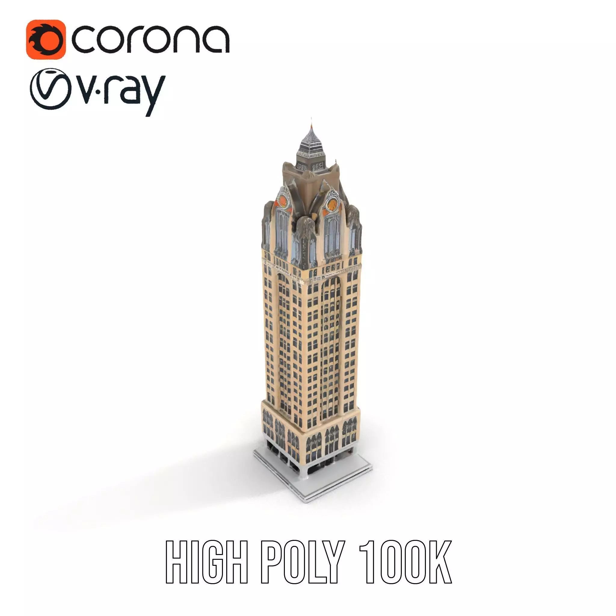 Art Deco Skyscraper model pack Low-poly 3D model_14