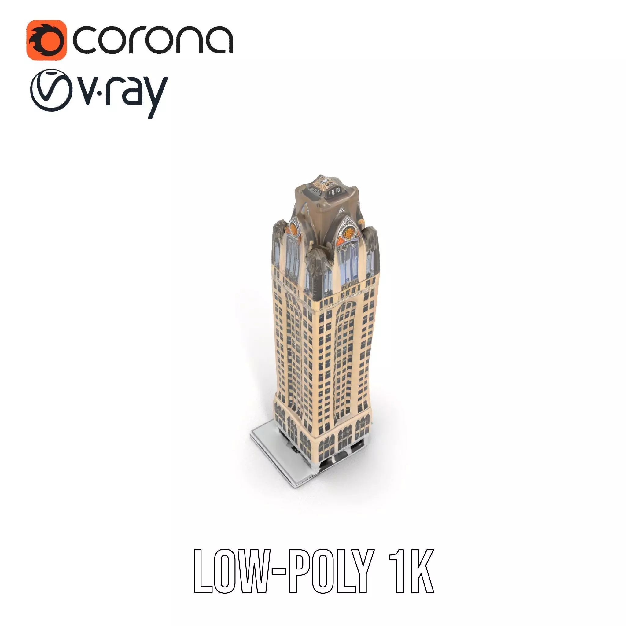 Art Deco Skyscraper model pack Low-poly 3D model_10