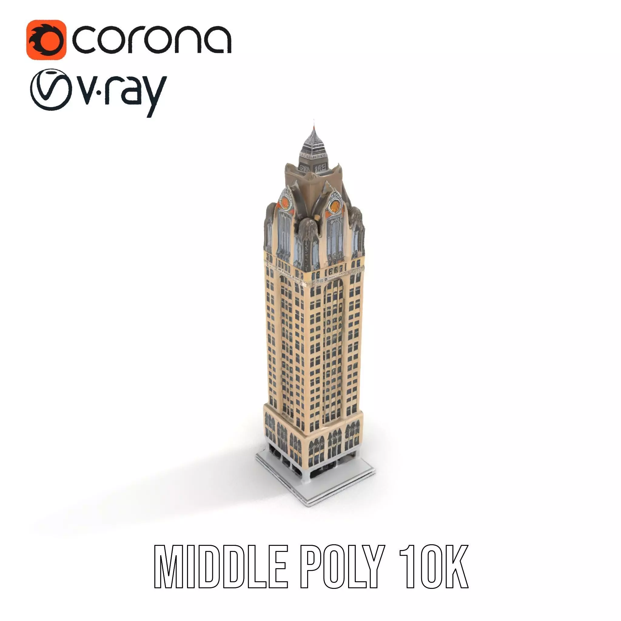 Art Deco Skyscraper model pack Low-poly 3D model_26