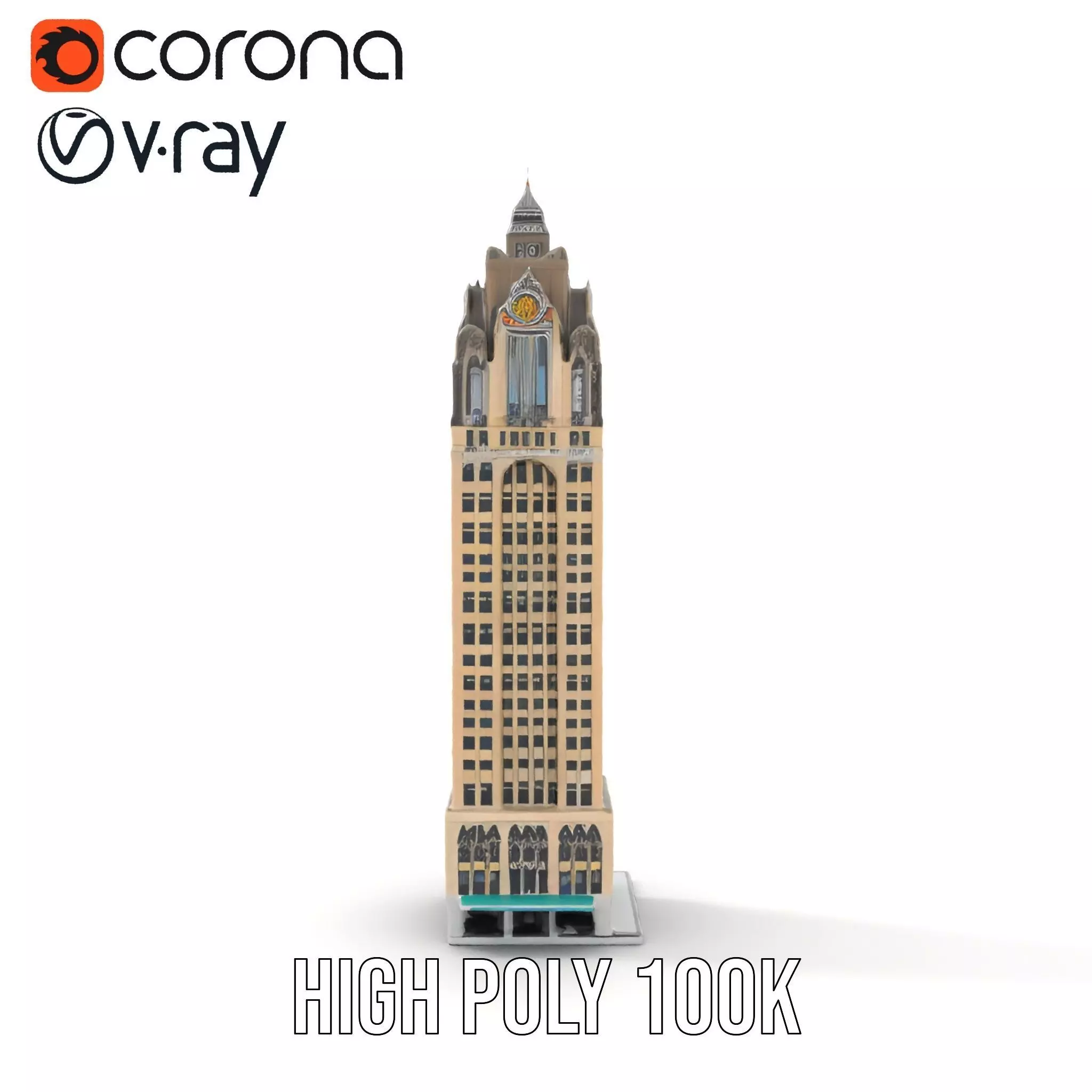 Art Deco Skyscraper model pack Low-poly 3D model_32