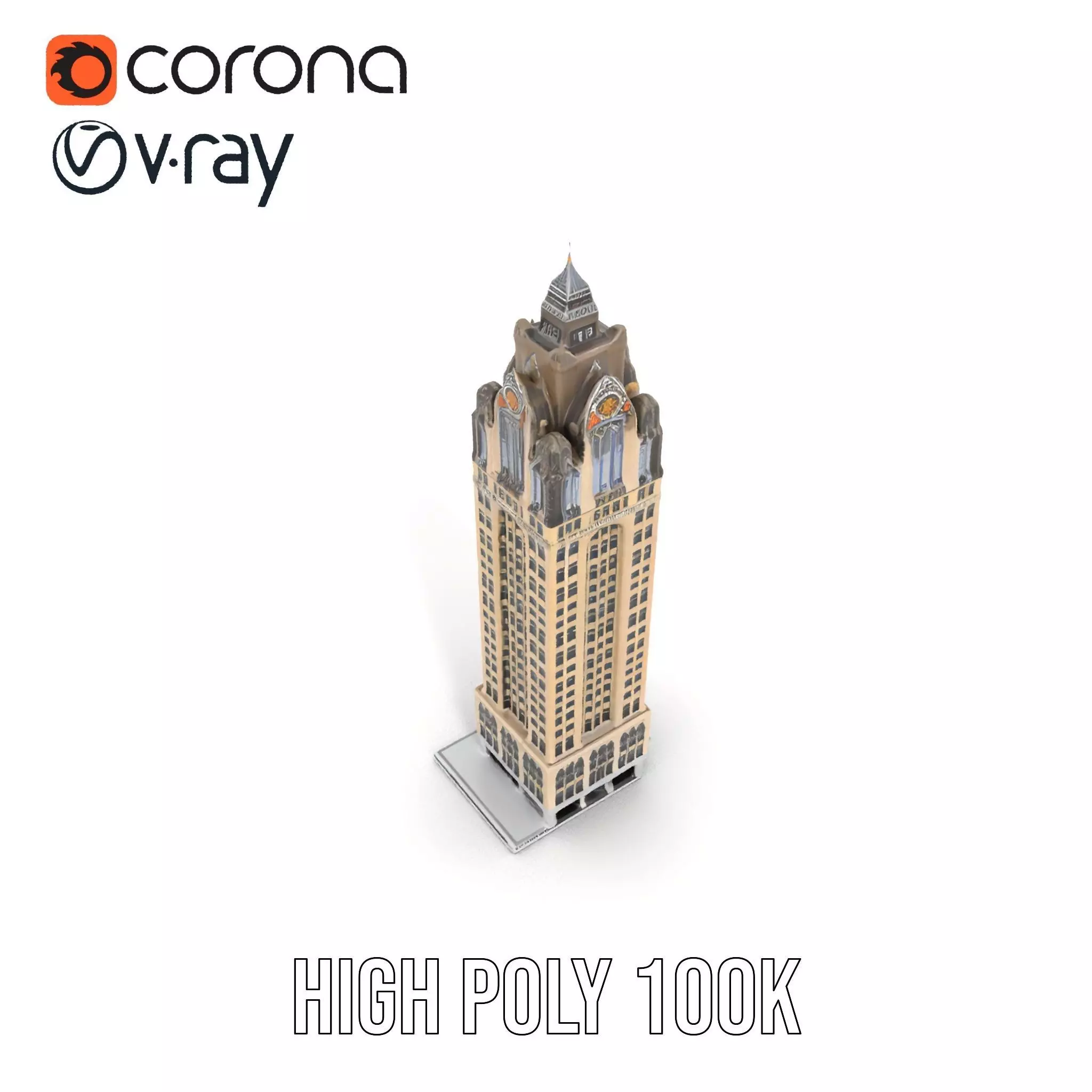 Art Deco Skyscraper model pack Low-poly 3D model_11