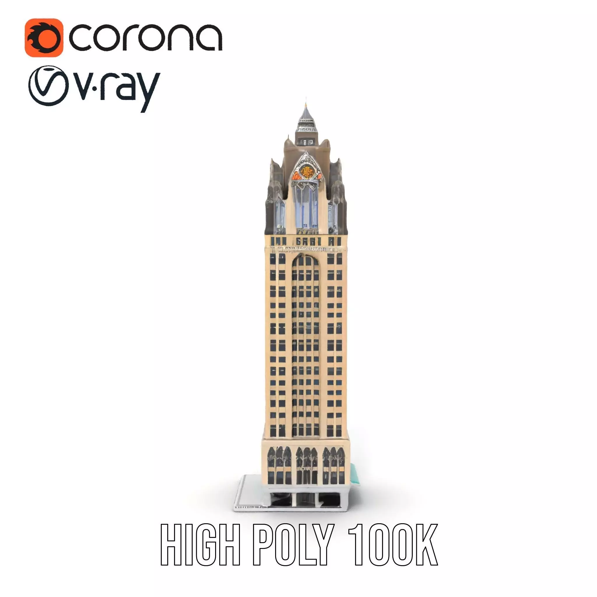 Art Deco Skyscraper model pack Low-poly 3D model_17