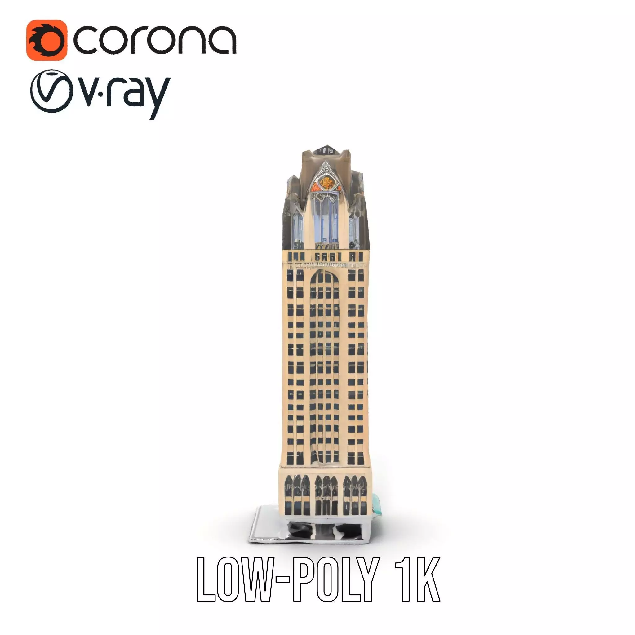 Art Deco Skyscraper model pack Low-poly 3D model_22