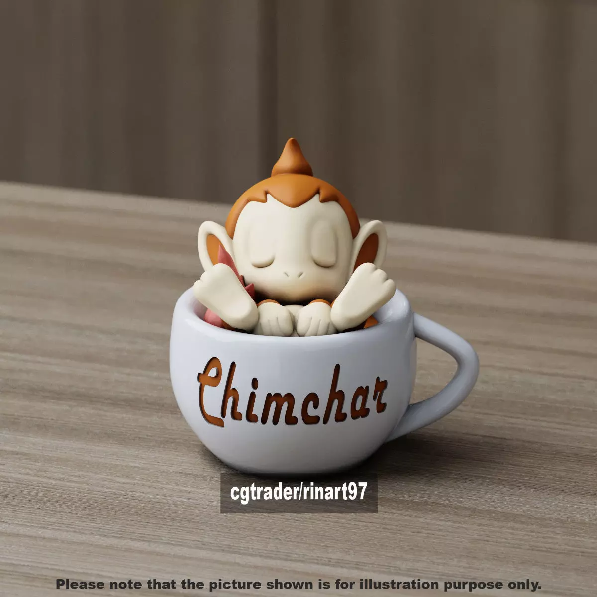 Chimchar chill cup 3D print model_7