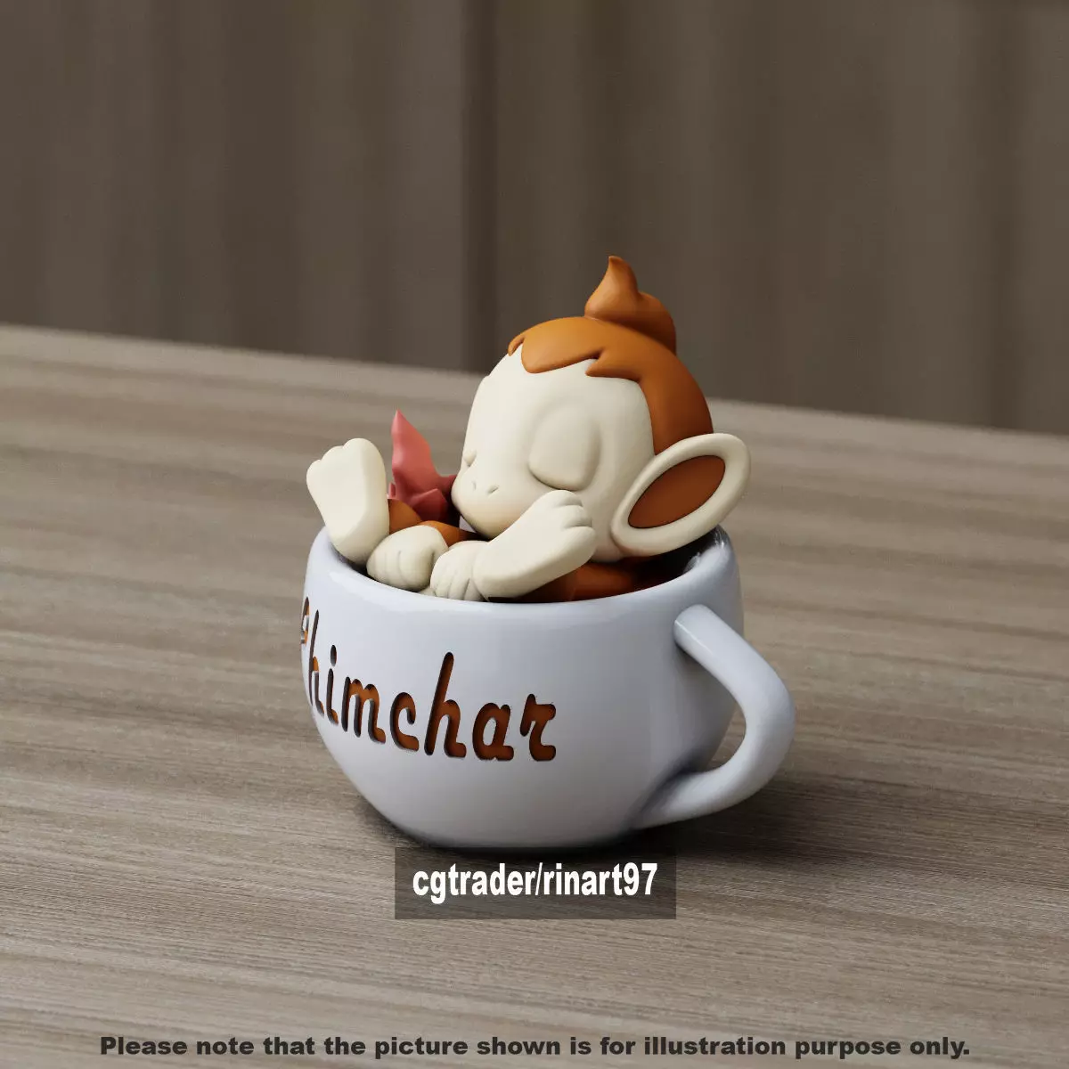 Chimchar chill cup 3D print model_2