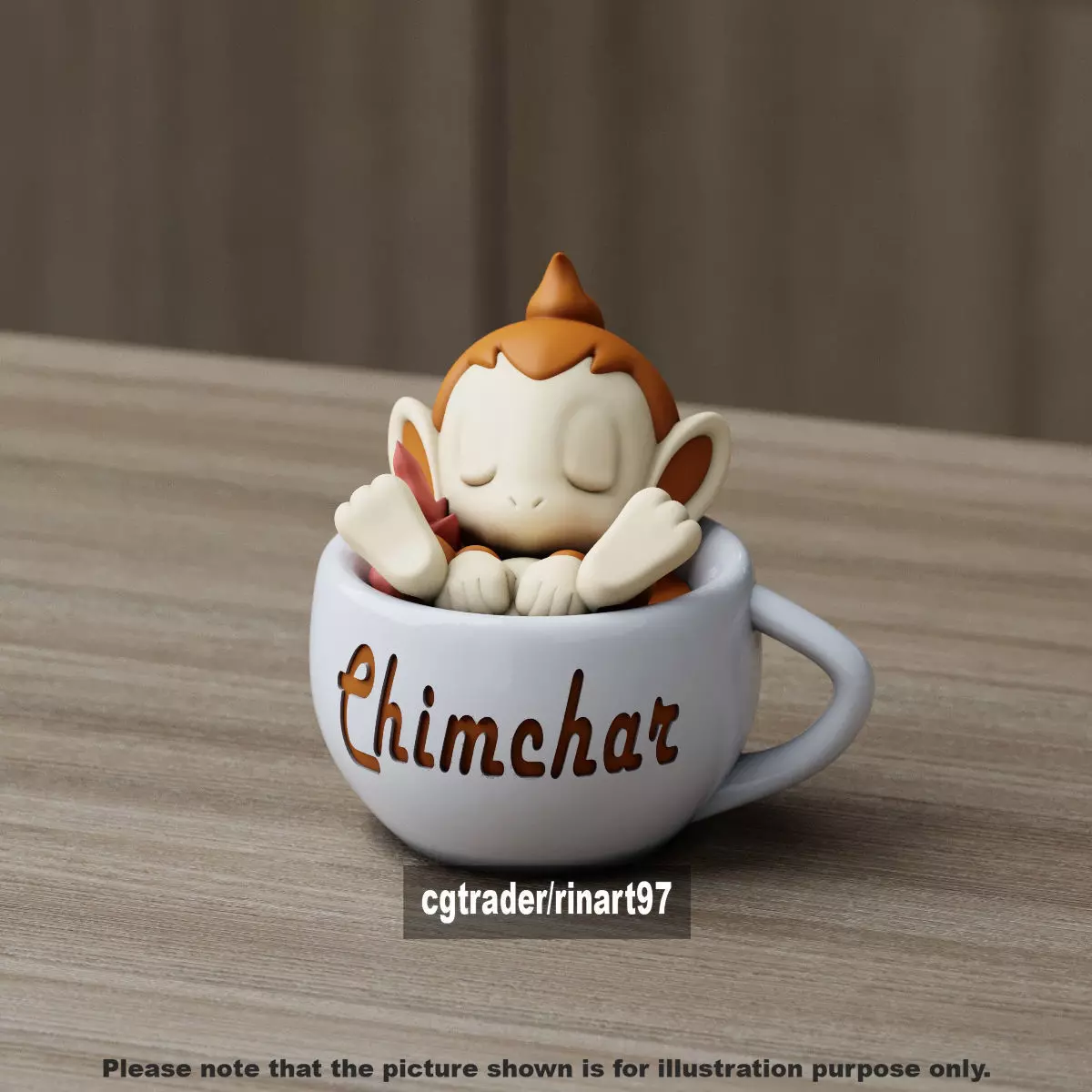 Chimchar chill cup 3D print model_6