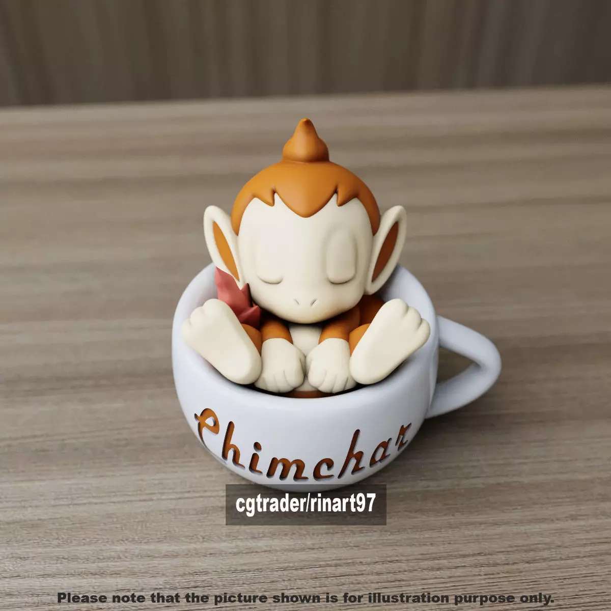 Chimchar chill cup 3D print model_3