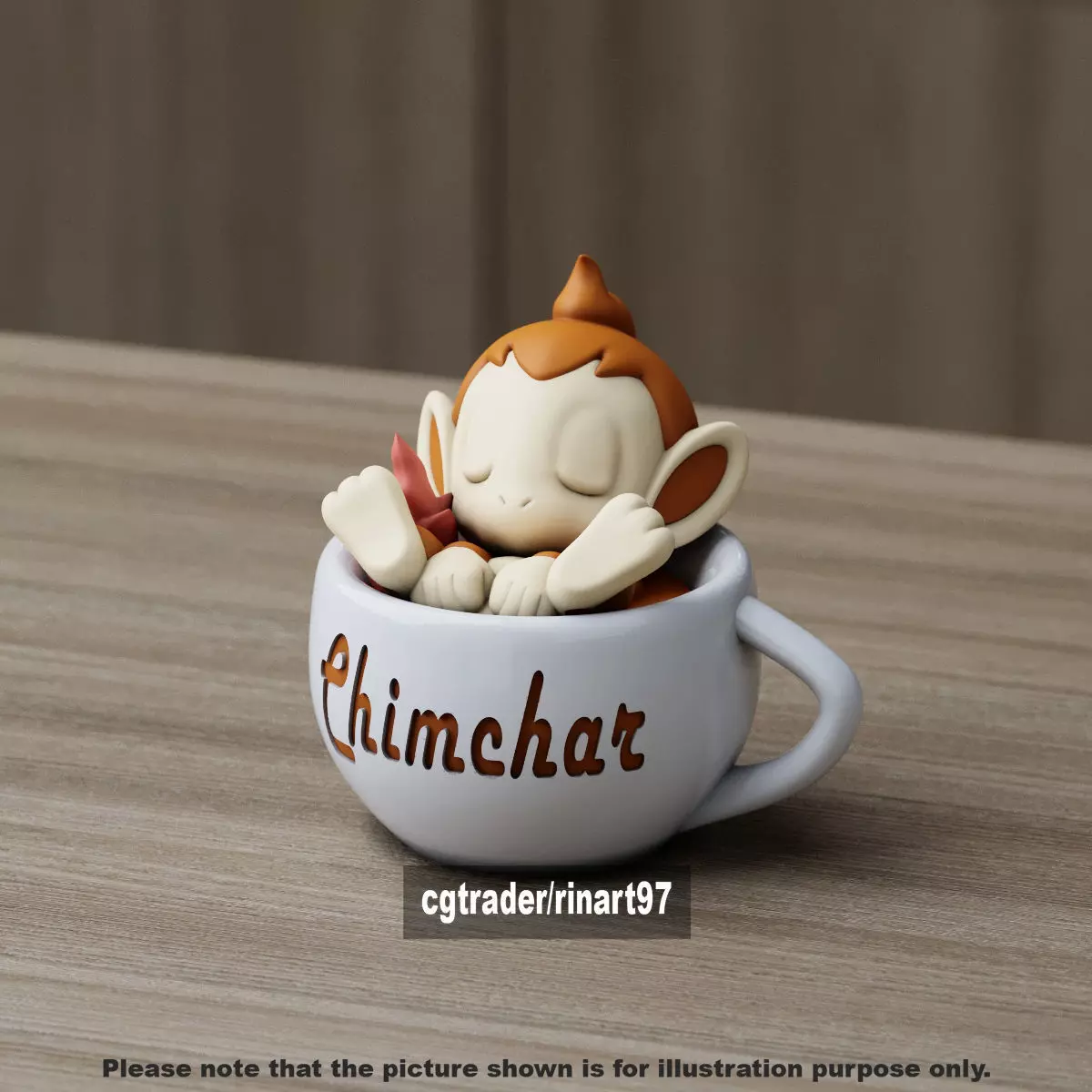 Chimchar chill cup 3D print model_12