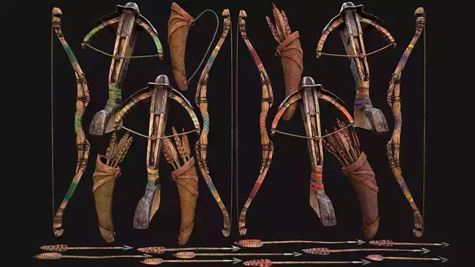 Bow Crossbow Quiver Arrows Archer Medieval Set