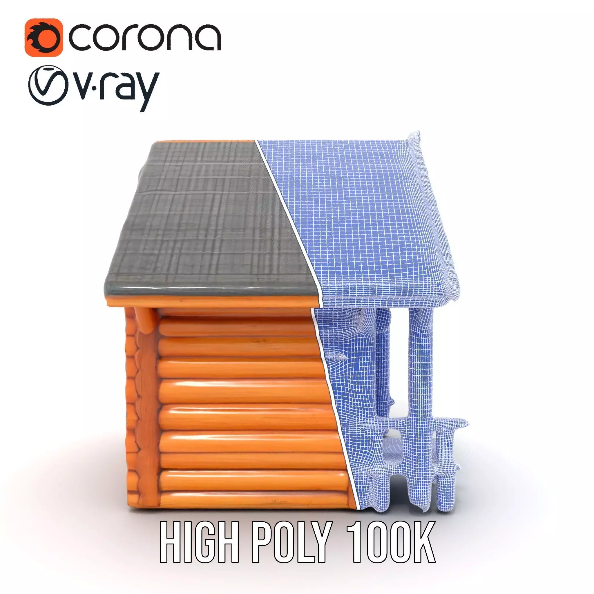Rustic Wooden Cabin model pack Low-poly 3D model_33