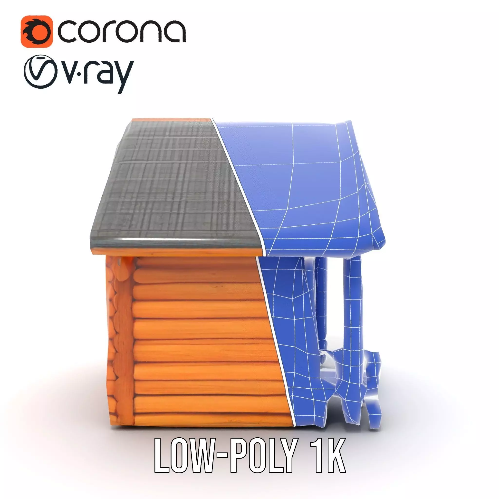 Rustic Wooden Cabin model pack Low-poly 3D model_26