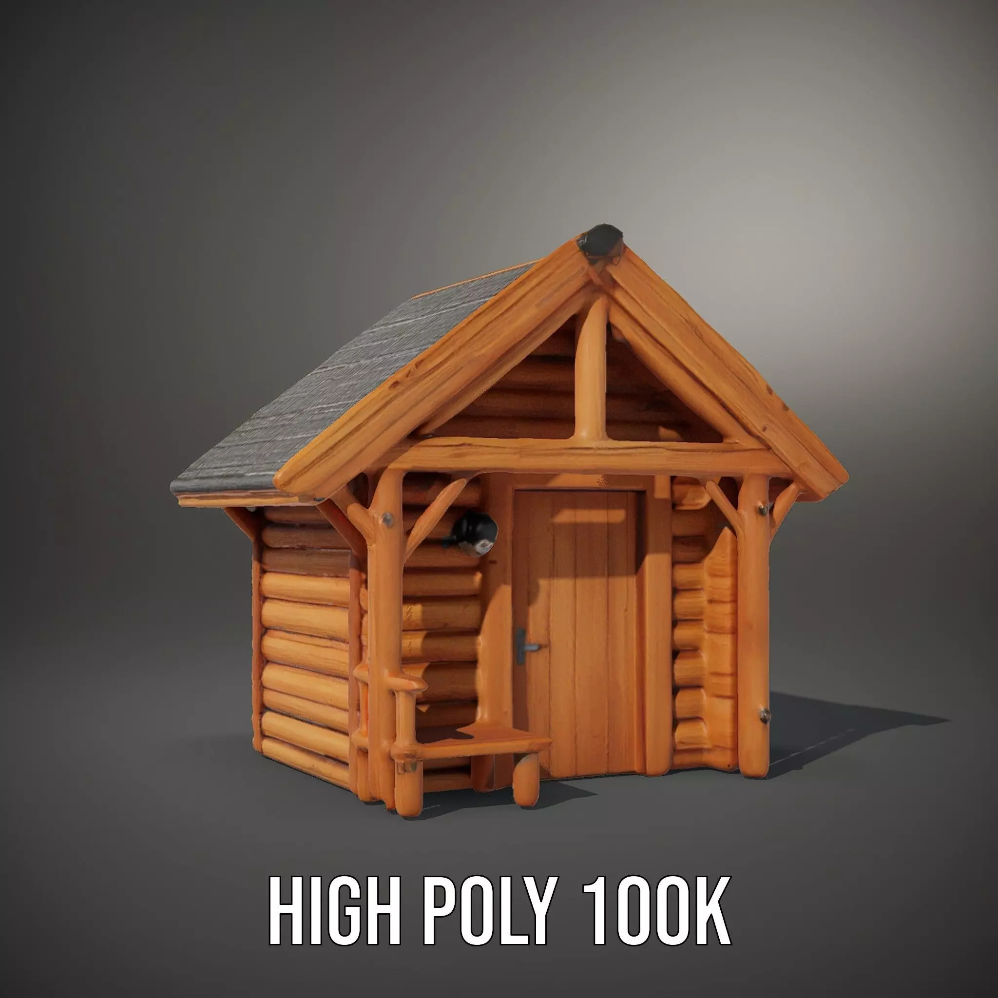 Rustic Wooden Cabin model pack Low-poly 3D model_8