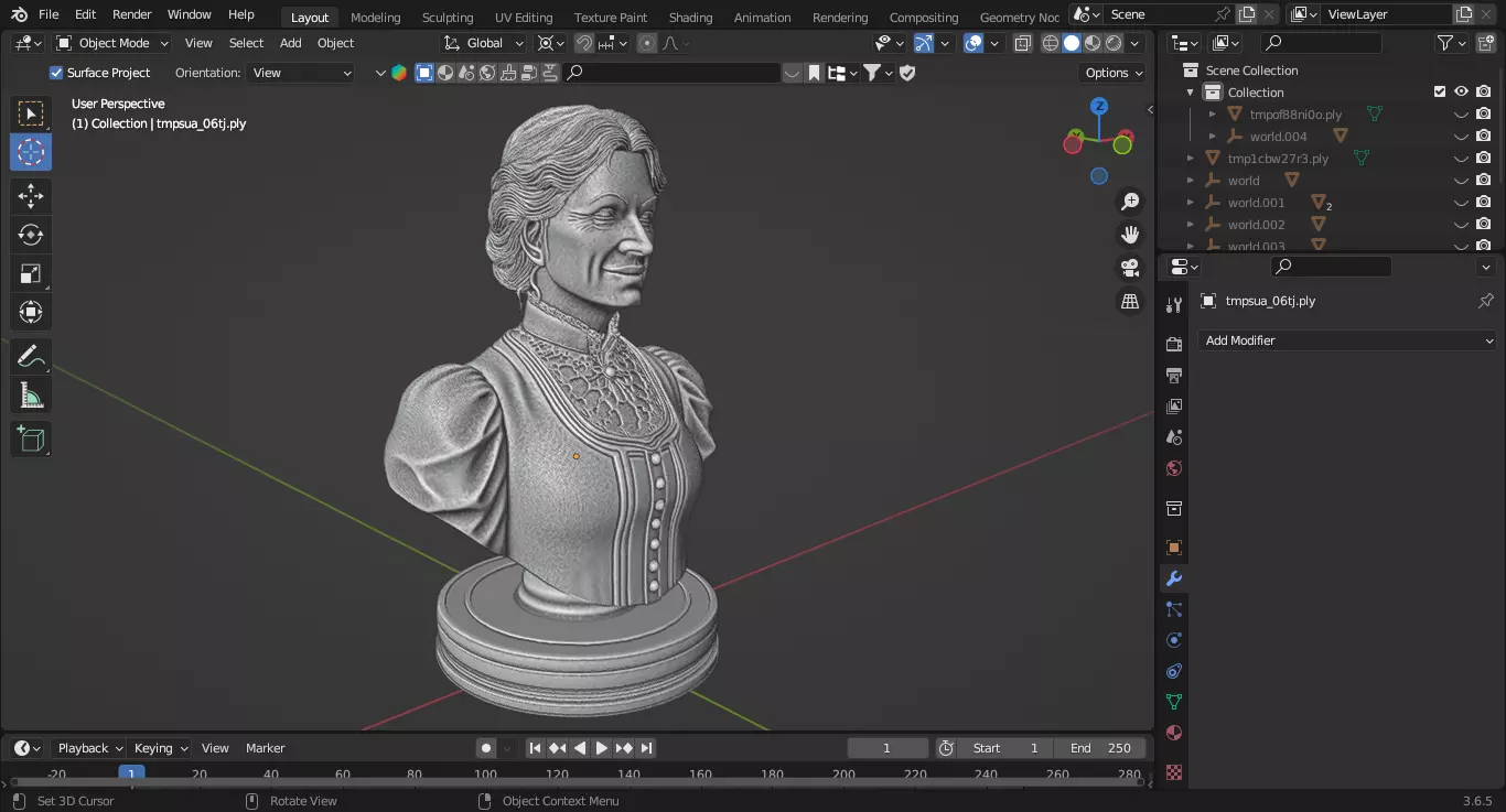 Old West American Frontier Lady Chess Piece 3D print model_3