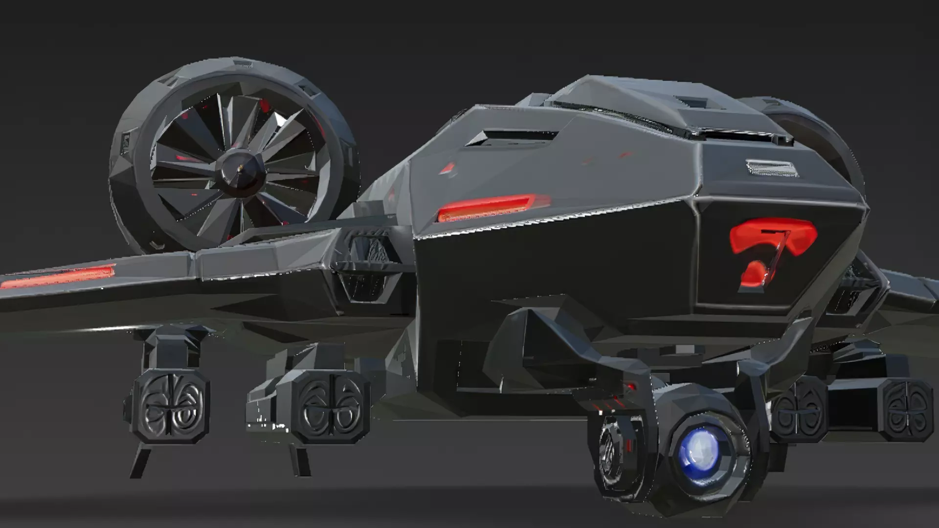 Futuristic Sci Fi Drones 3D Models Pack PBR Low-poly 3D model_34