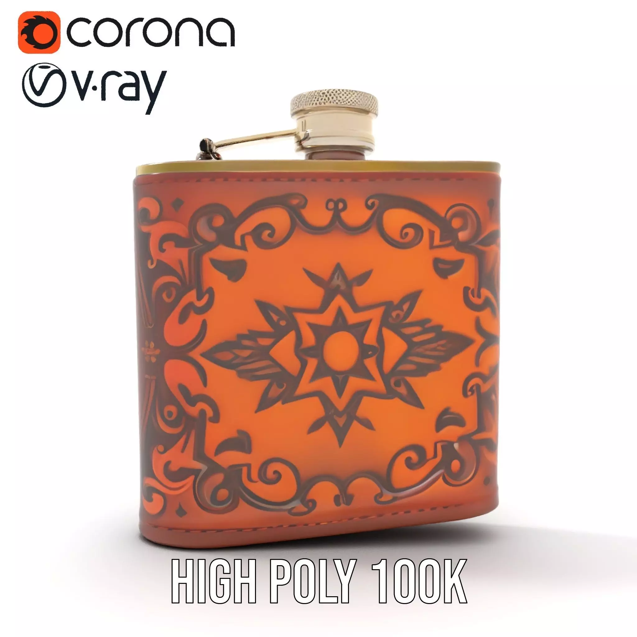 Engraved Leather Flask model pack Low-poly 3D model_25
