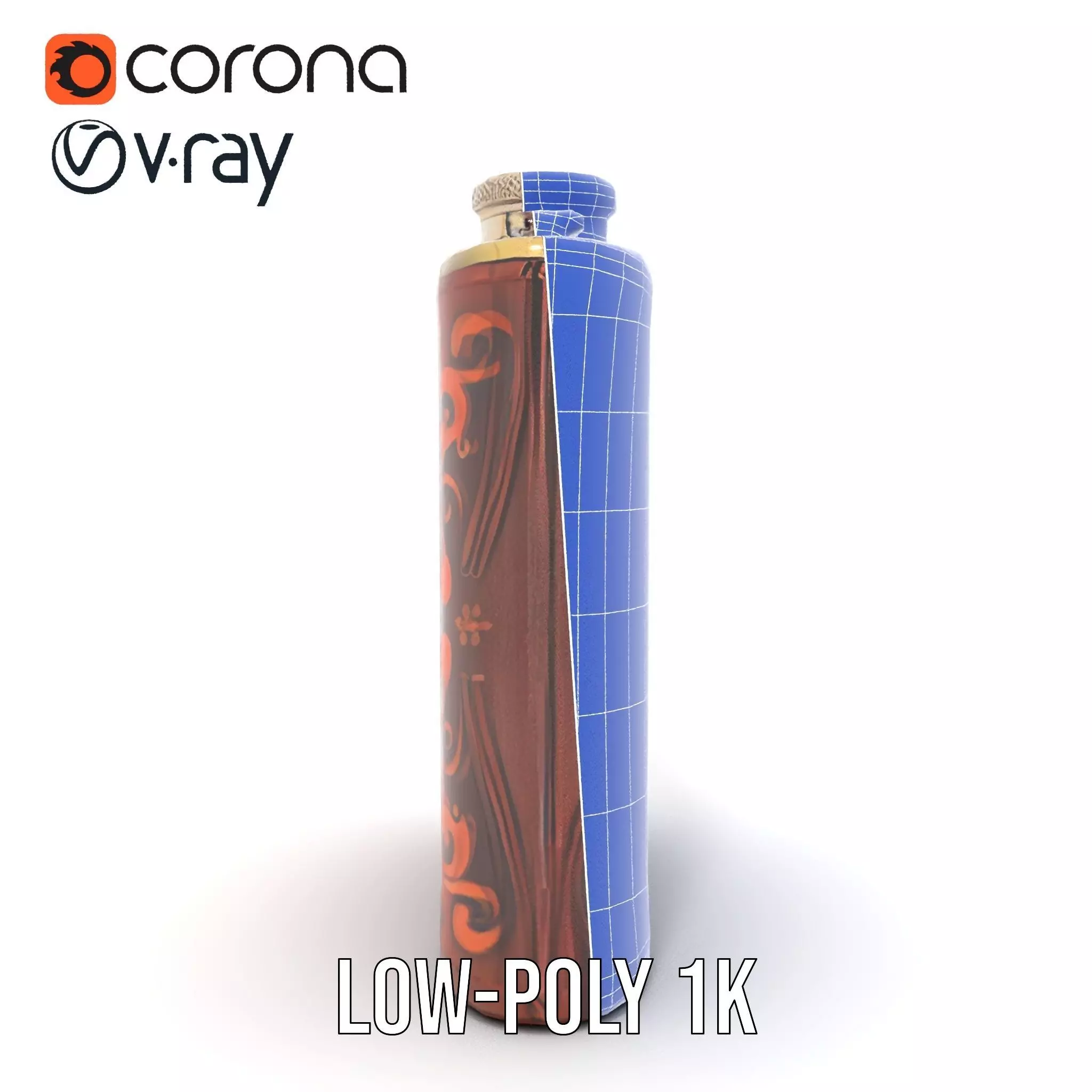 Engraved Leather Flask model pack Low-poly 3D model_27