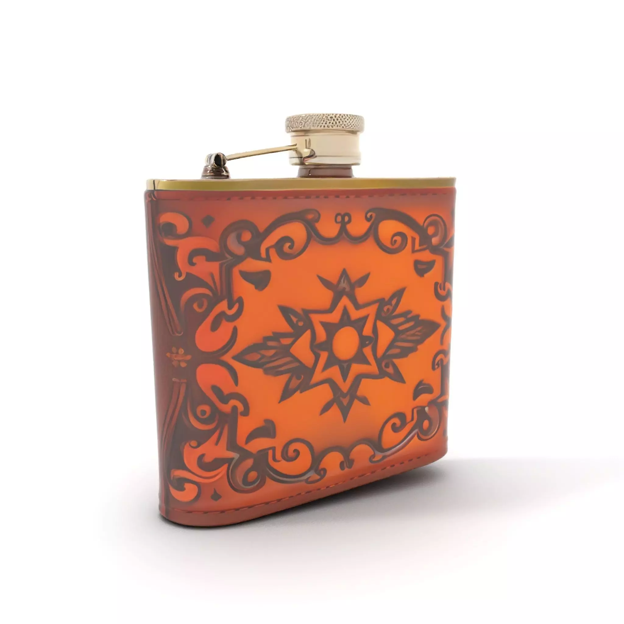 Engraved Leather Flask model pack Low-poly 3D model_0