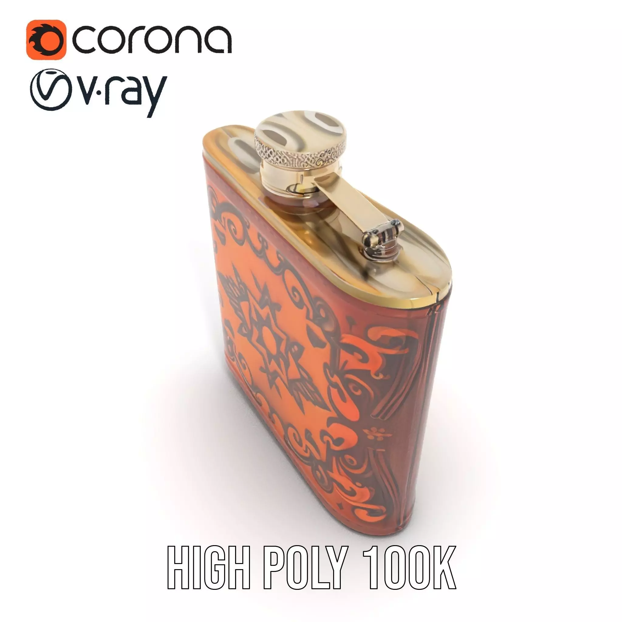 Engraved Leather Flask model pack Low-poly 3D model_28