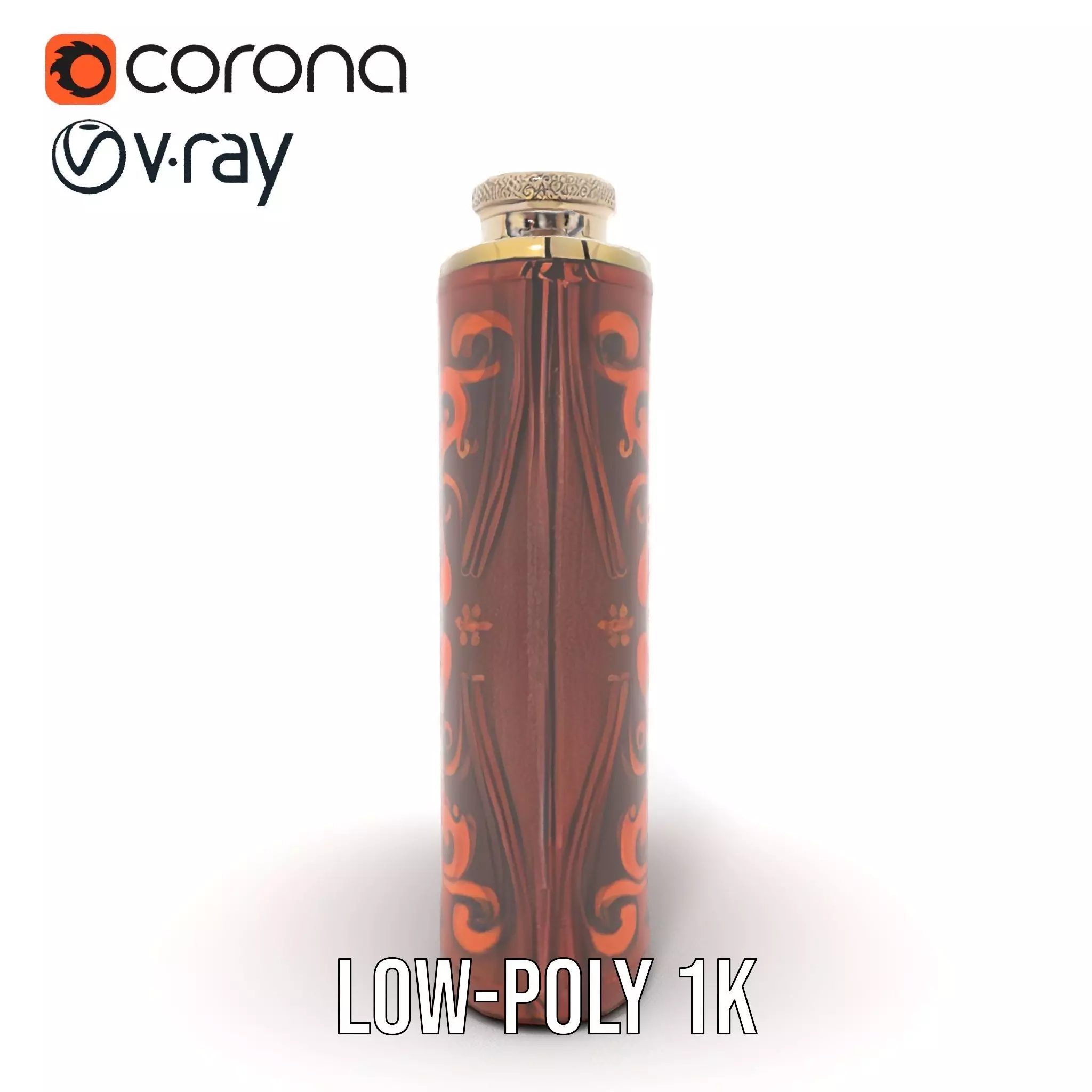 Engraved Leather Flask model pack Low-poly 3D model_14