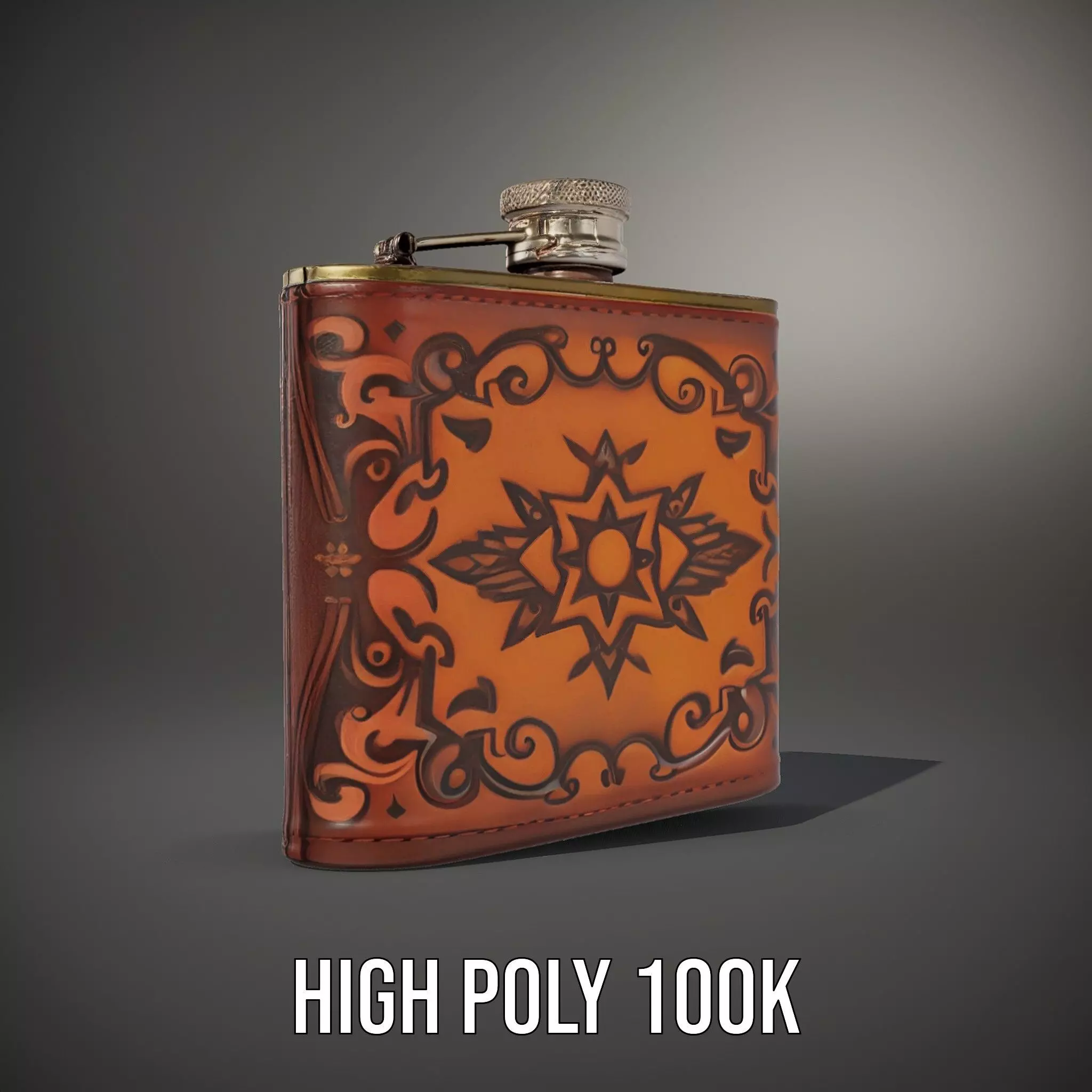 Engraved Leather Flask model pack Low-poly 3D model_8