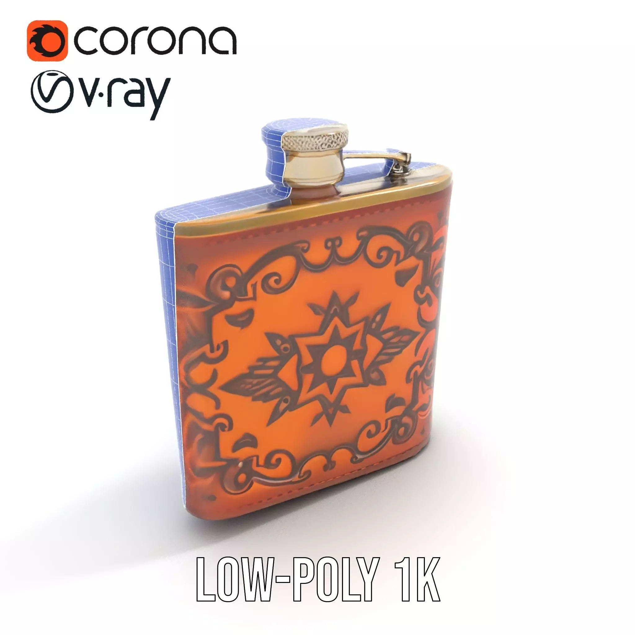 Engraved Leather Flask model pack Low-poly 3D model_24
