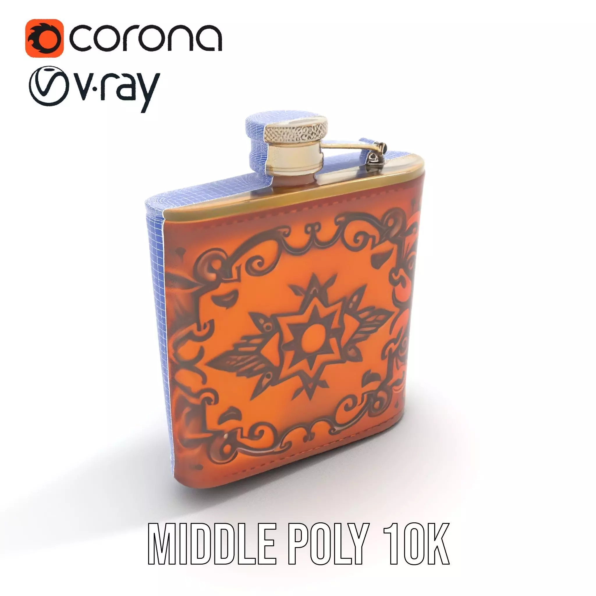 Engraved Leather Flask model pack Low-poly 3D model_23
