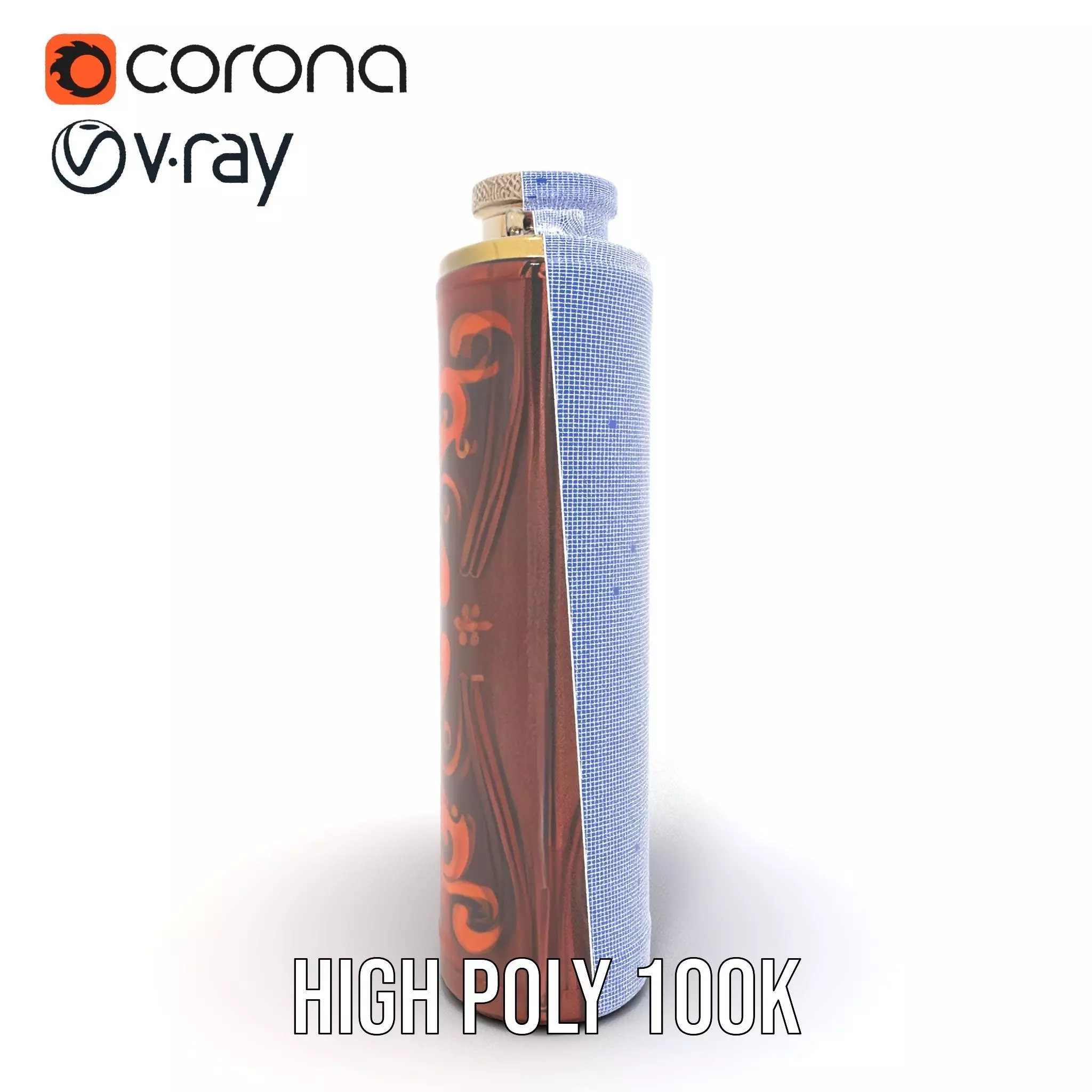 Engraved Leather Flask model pack Low-poly 3D model_34