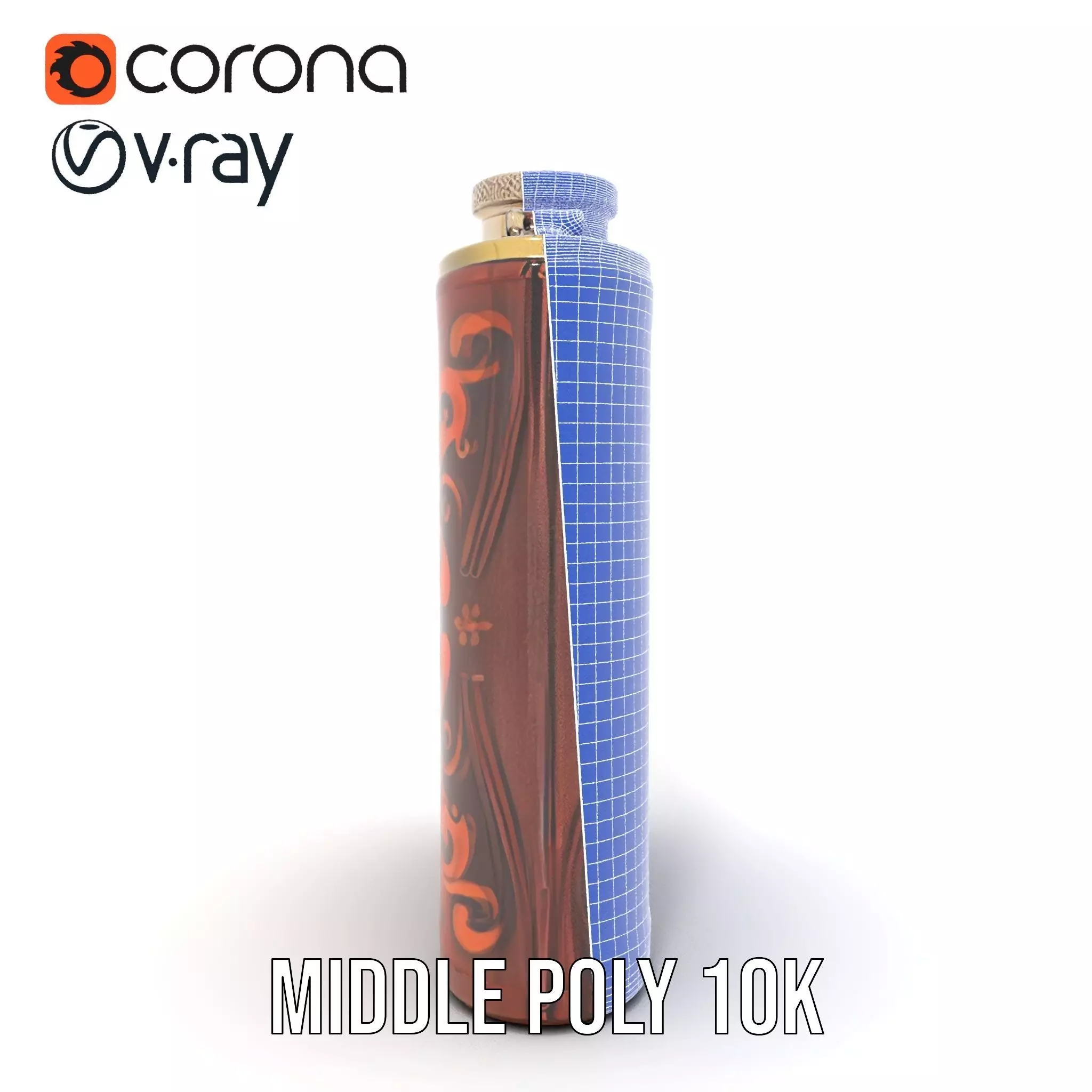 Engraved Leather Flask model pack Low-poly 3D model_21