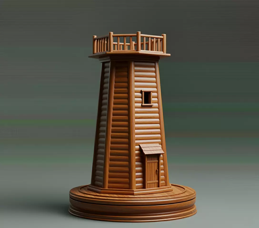Old West American Fort Tower Rook Chess Piece 3D print model_0
