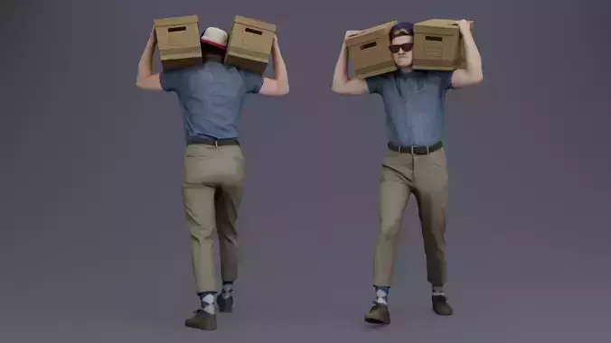 Guy in Cap Carries Boxes