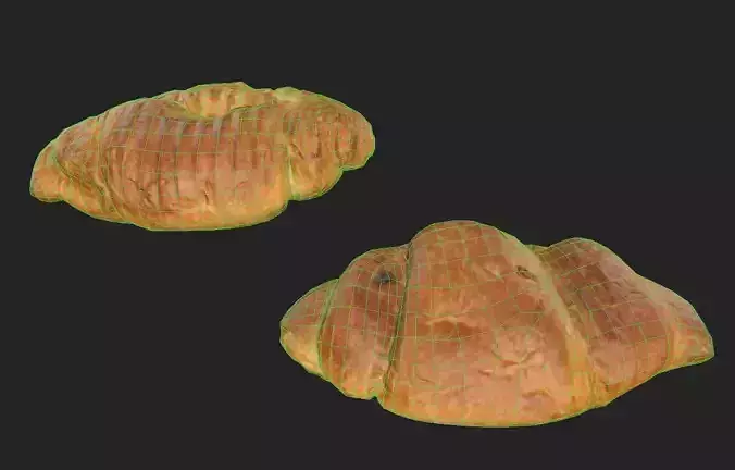 Croissant M08 Low-poly 3D model 2