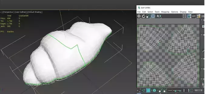Croissant M08 Low-poly 3D model 4
