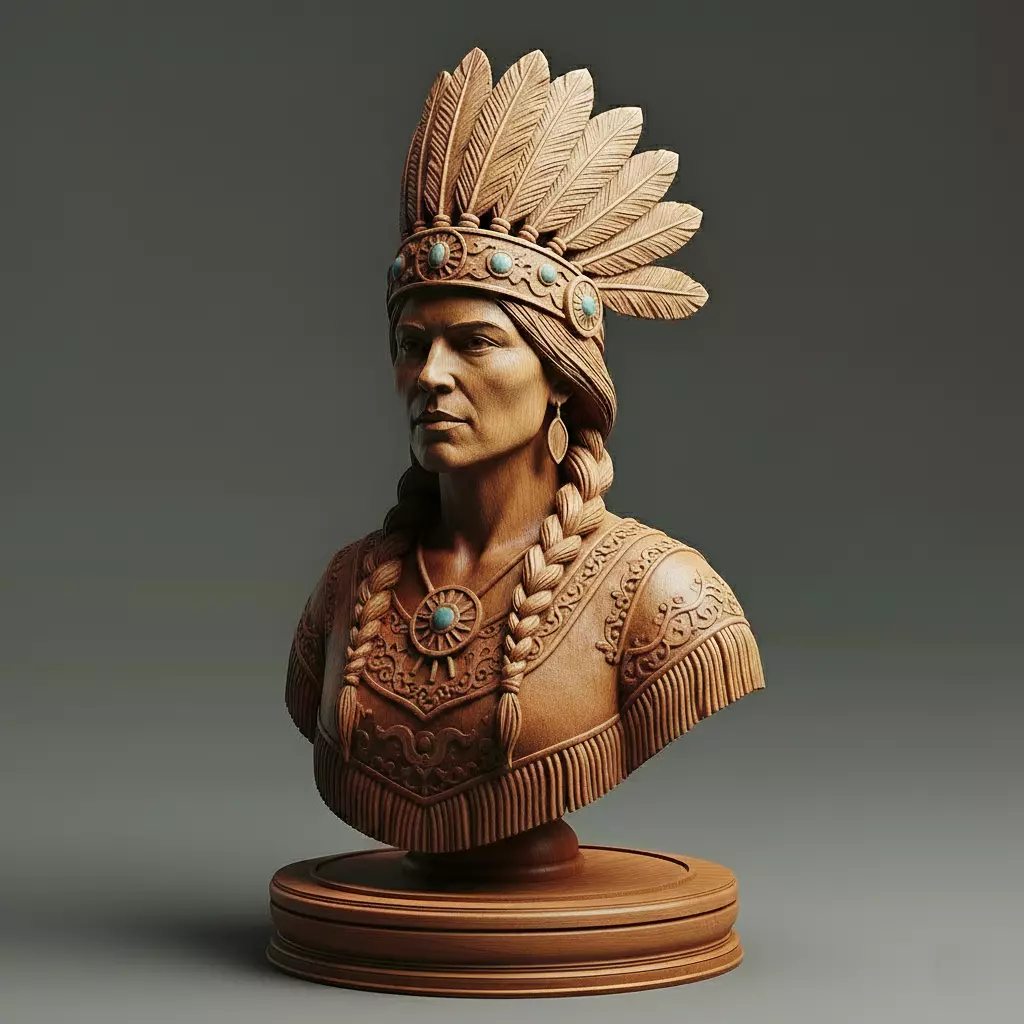 Native American Queen Chess Piece 3D print model