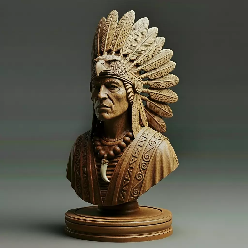 Medieval Native American Spiritual Leader Chess Piece 3D print model_0