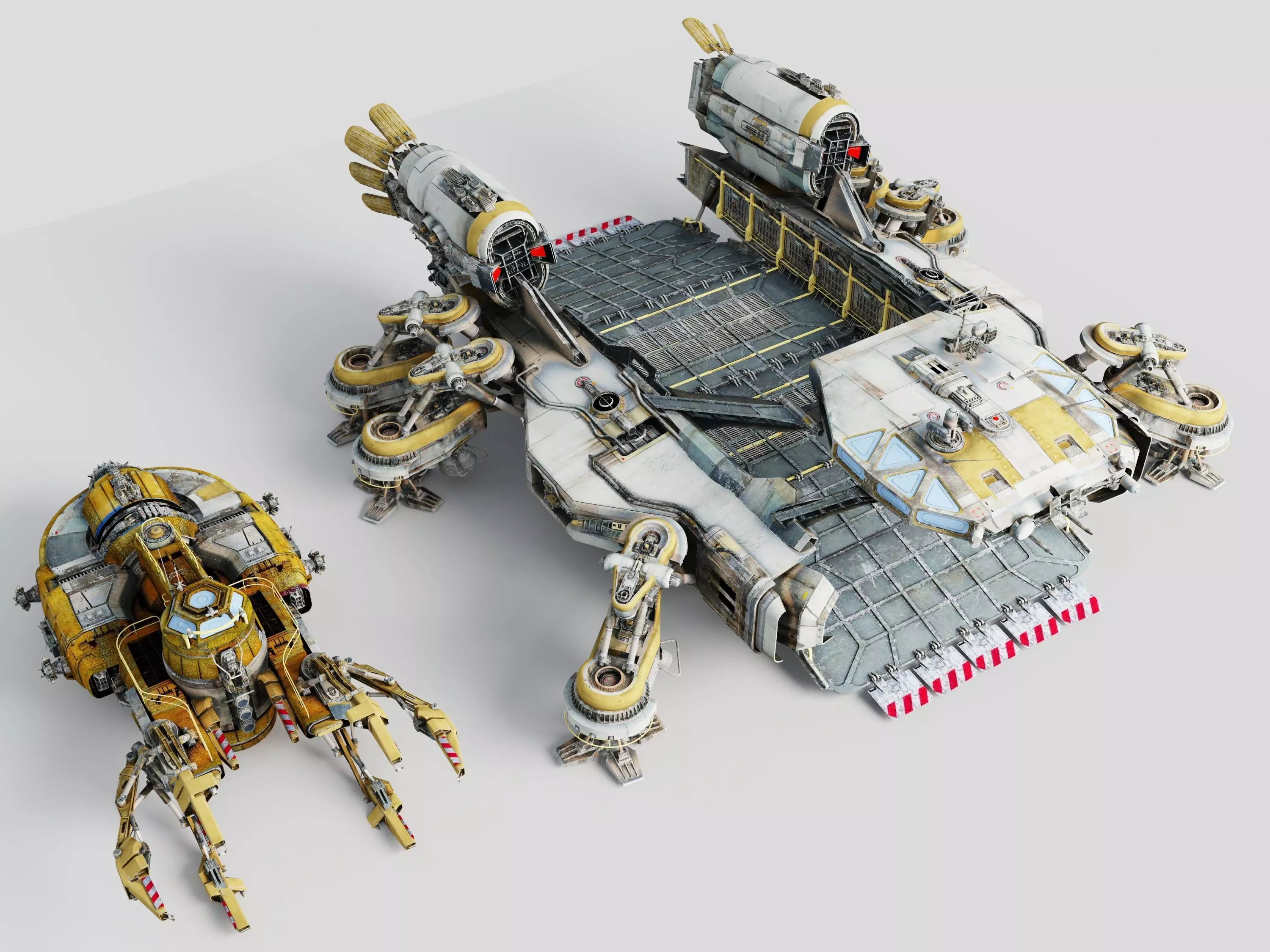 spaceship Future warships Low-poly 3D model_2