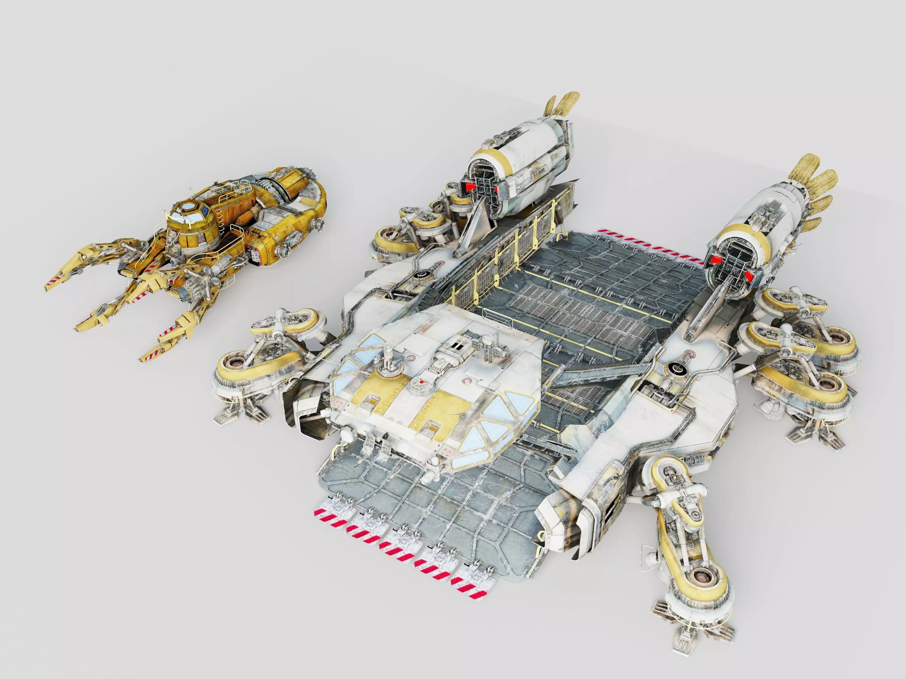 spaceship Future warships Low-poly 3D model_1