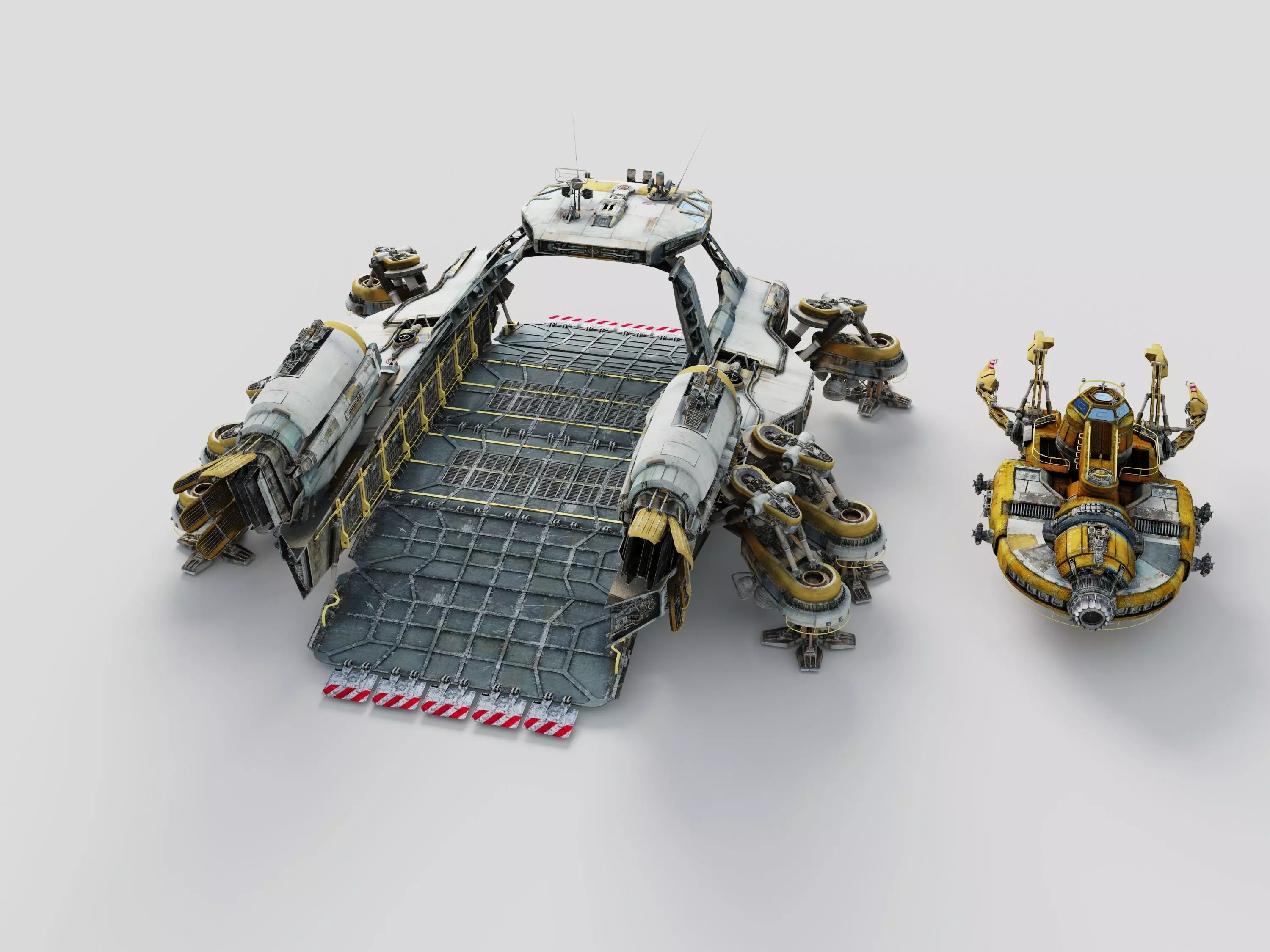 spaceship Future warships Low-poly 3D model_0