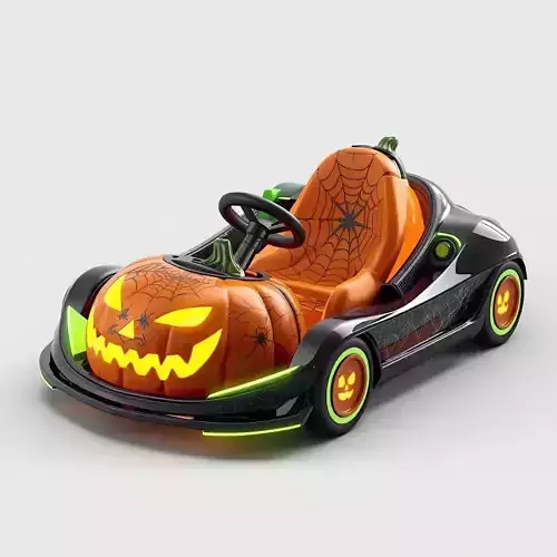 Jack O Lantern Racing Kart 3D Model Spooky Speed Racer
