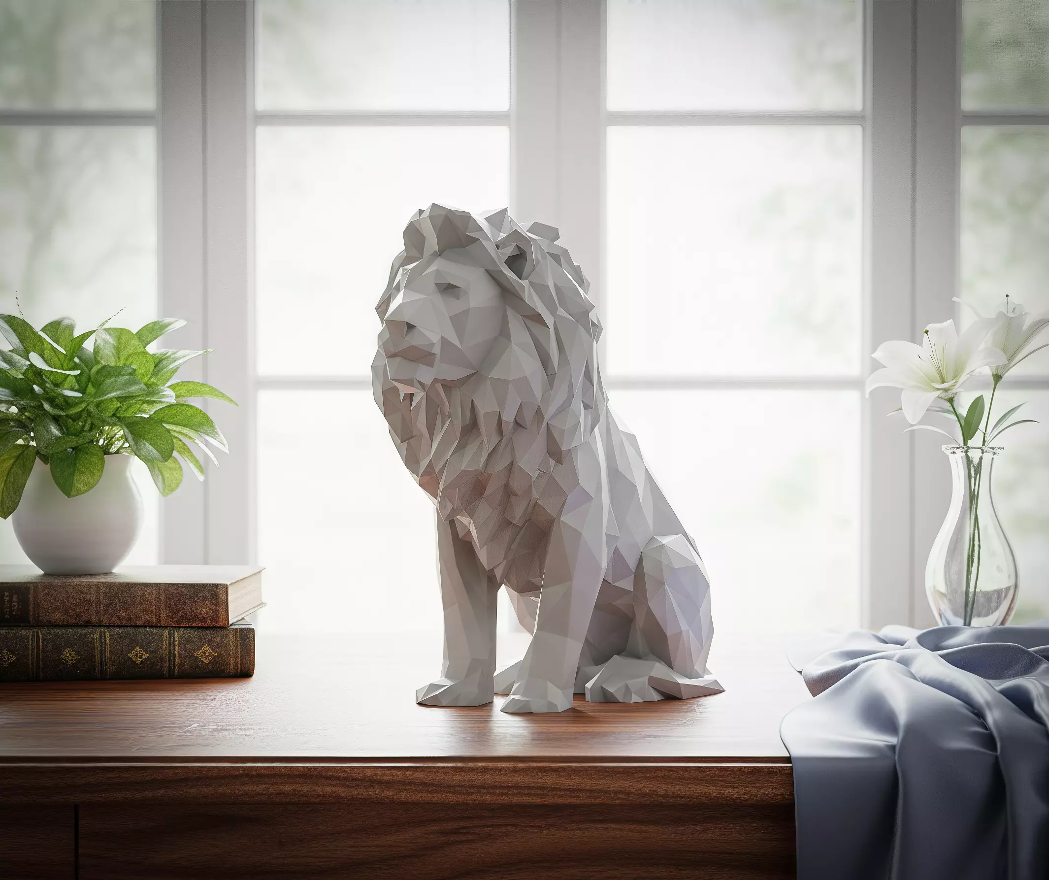 Lion Lowpoly 3D print model_0